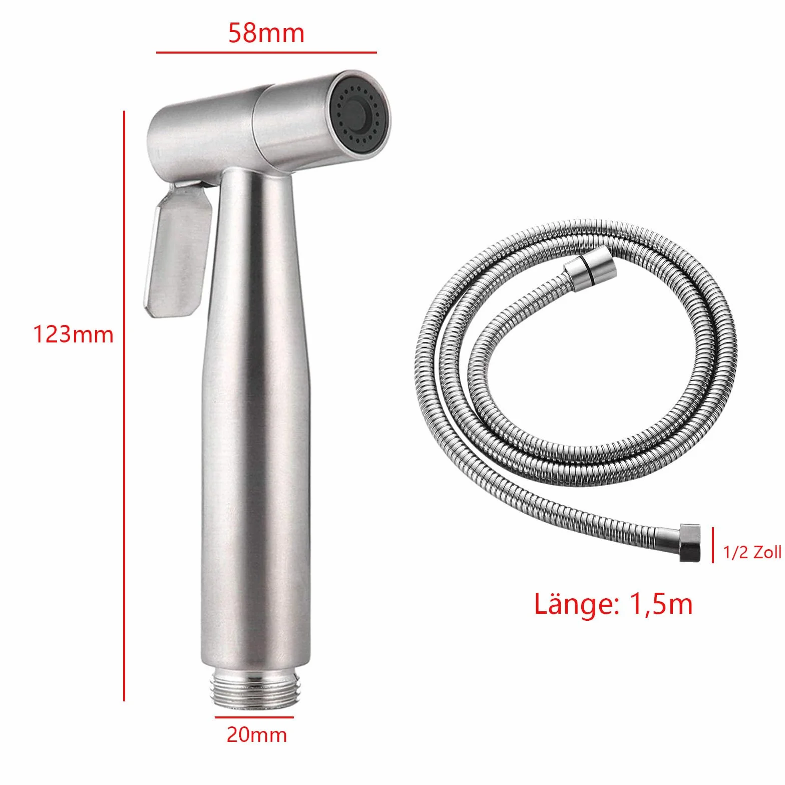 Bidet słuchawka prysznicowa wraz z wężem prysznicowym 150 cm, ze stali nierdzewnej, do toalety, polerowany zestaw prysznicowy z funkcją zmiany i uchwytem ściennym