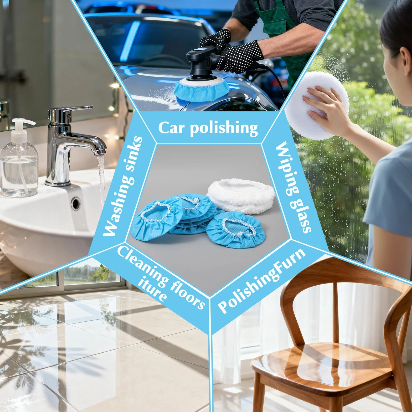 8 sztuk masek polerskich do samochodu Bonnet zestaw podkładek polerskich z miękkiej mikrofibry do masek silnika, bawełnianych masek woskowych, padów polerskich, do wielokrotnego użytku, do woskowania