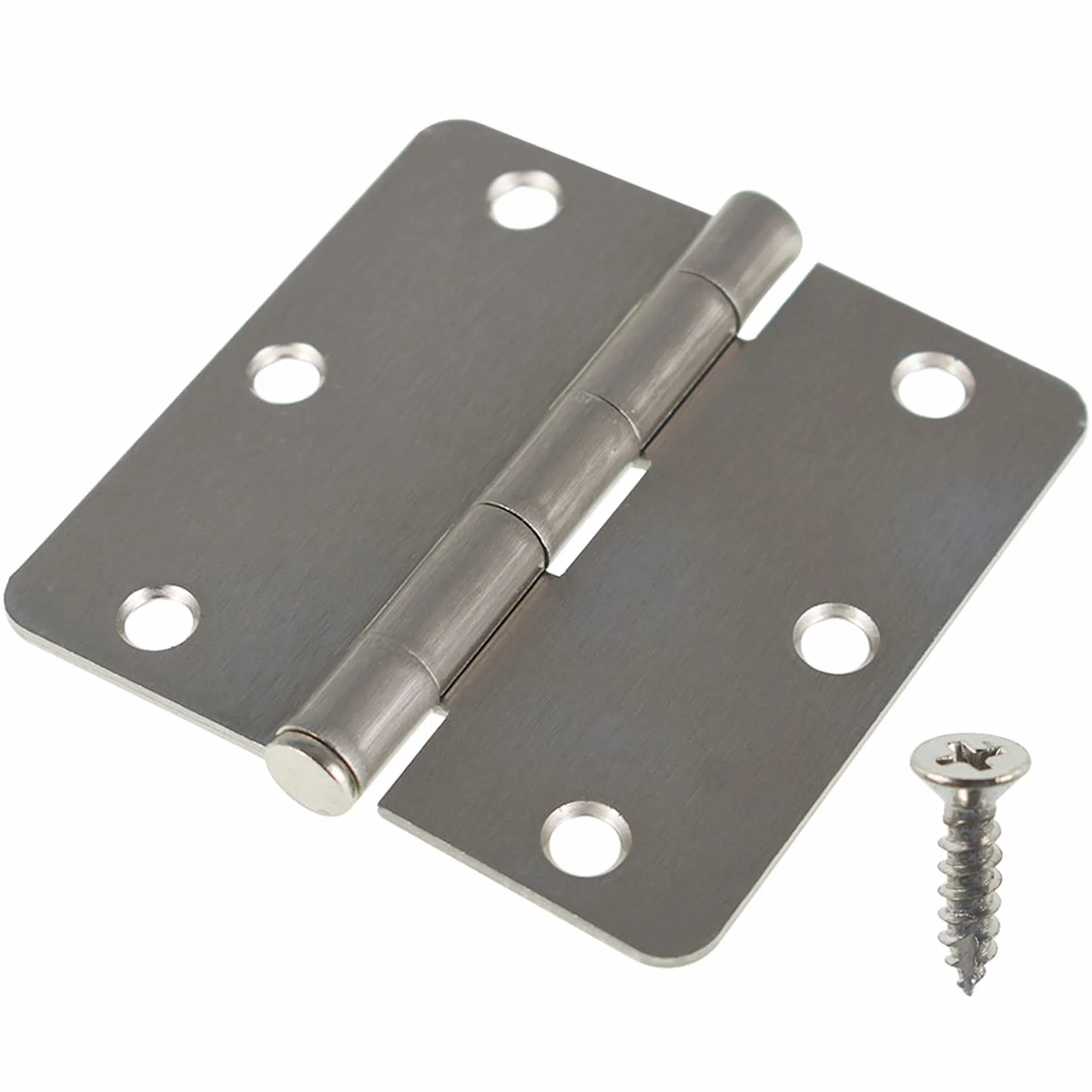 50 sztuk zawiasów drzwiowych ze szczotkowanego satynowego niklu, 3,5 x 3,5 cala 1/4 promienia narożników 2,2 mm zawiasy drzwiowe