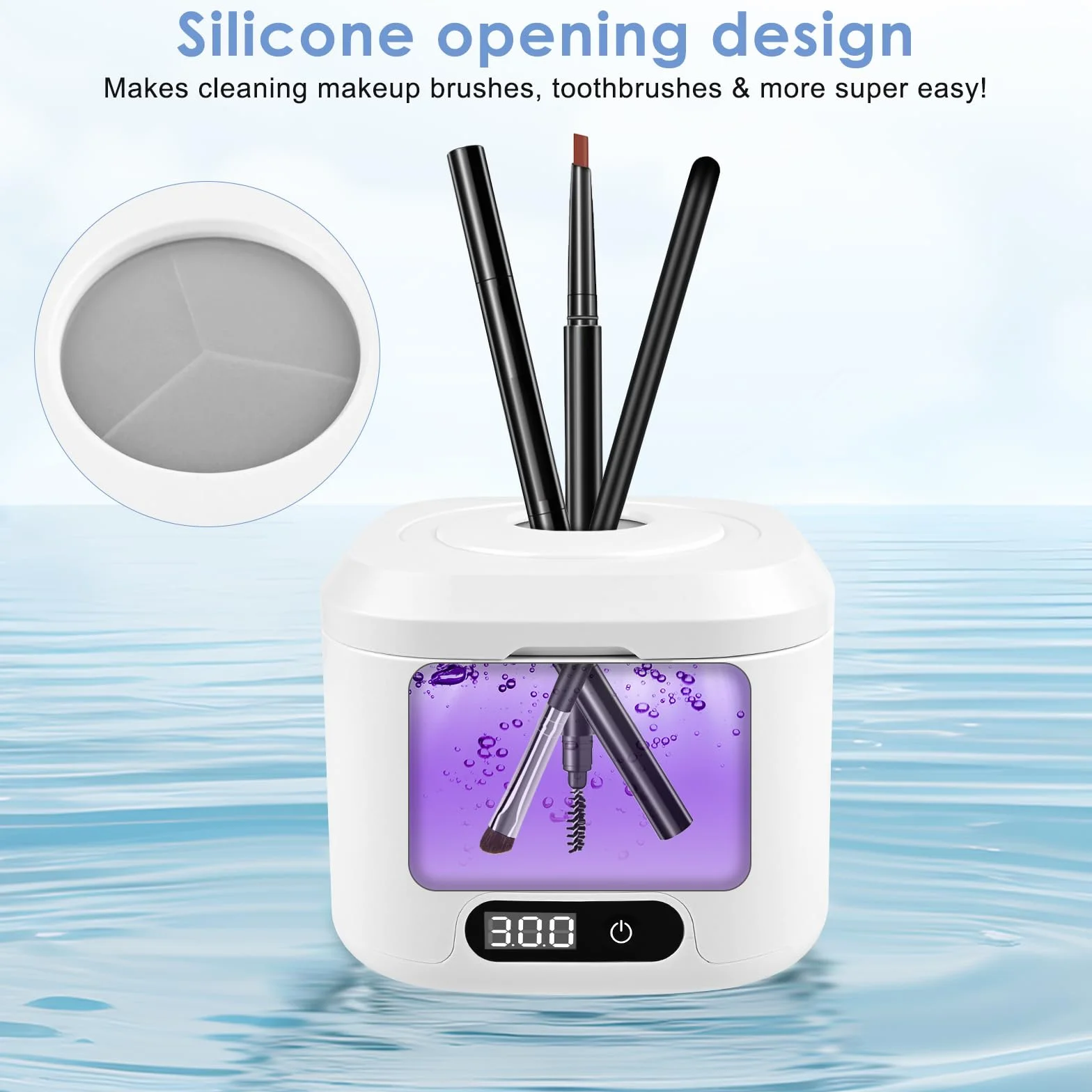 Ultrasonic Cleaner Dental Pod, 50 000 Hz z 6 lampami UV i 340 ml, wysoka moc 40 W, do protez, biżuterii, protez, korektorów, kolor biały