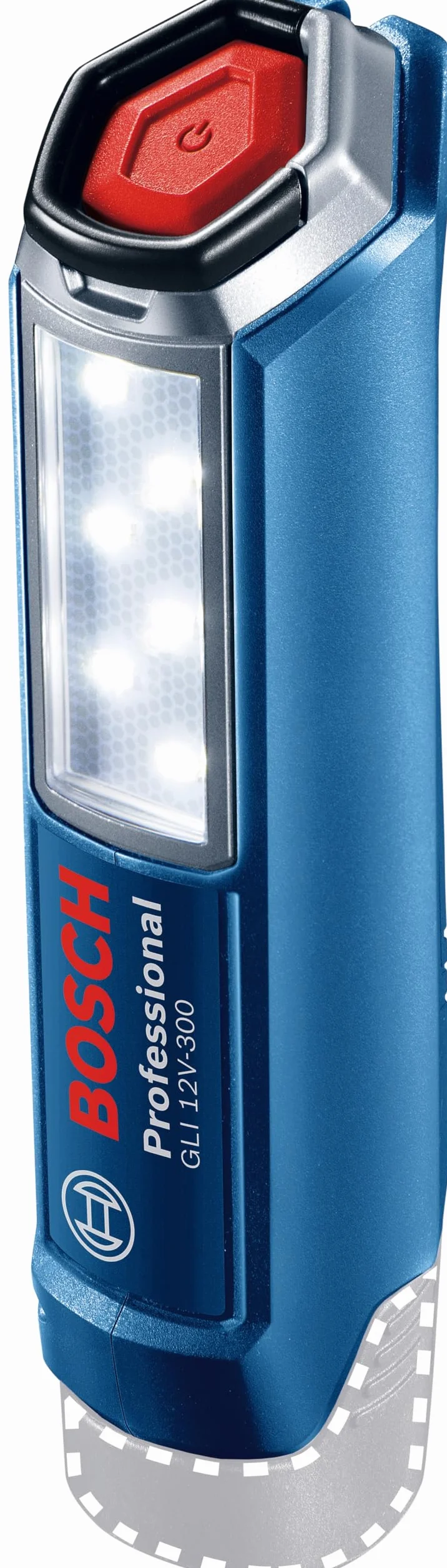 Bosch Professional system 12V: akumulatorowa lampa budowlana LED GLI 12V-300 (300 lm, bez akumulatorów i ładowarki, opakowanie kartonowe)