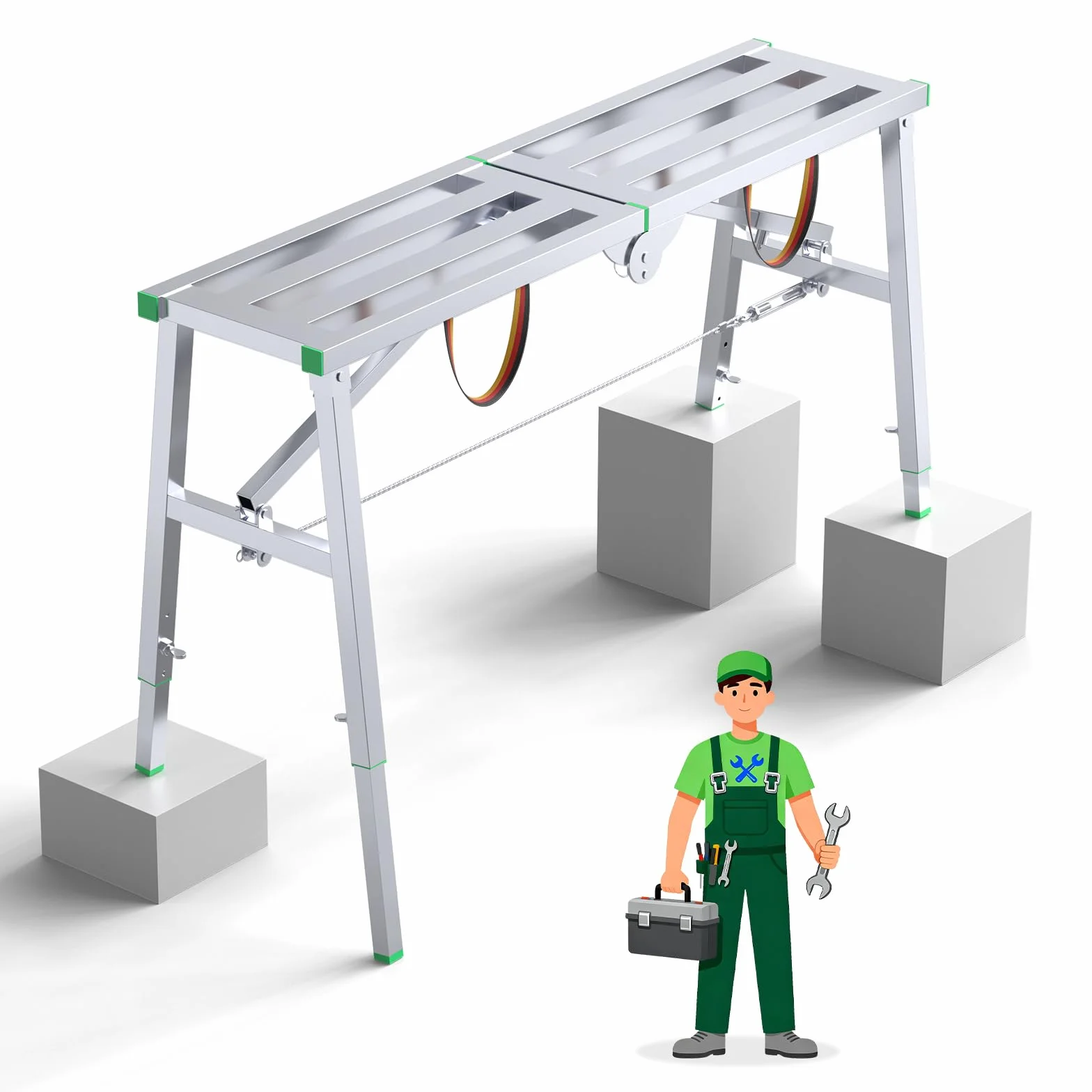 Aluminiowa platforma robocza z regulacją wysokości, składana platforma robocza do domu i warsztatu, garażu i na plac budowy, do 180 kg (120 cm)
