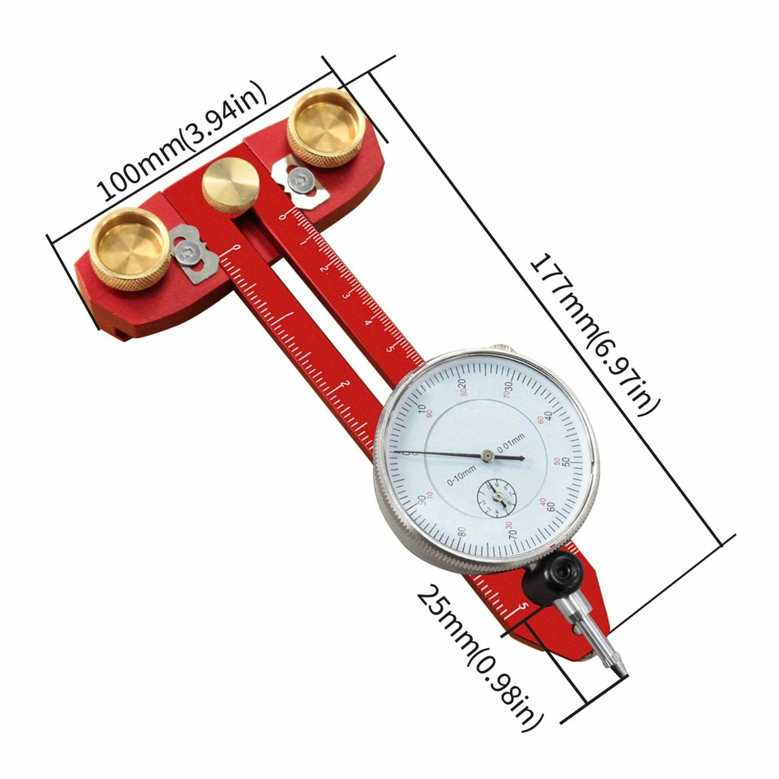 Fafeicy Kalibrator Piły Stołowej z Aluminiowymi Wskaźnikami Mosiężnymi Czujnik Zegarowy 0-10 mm