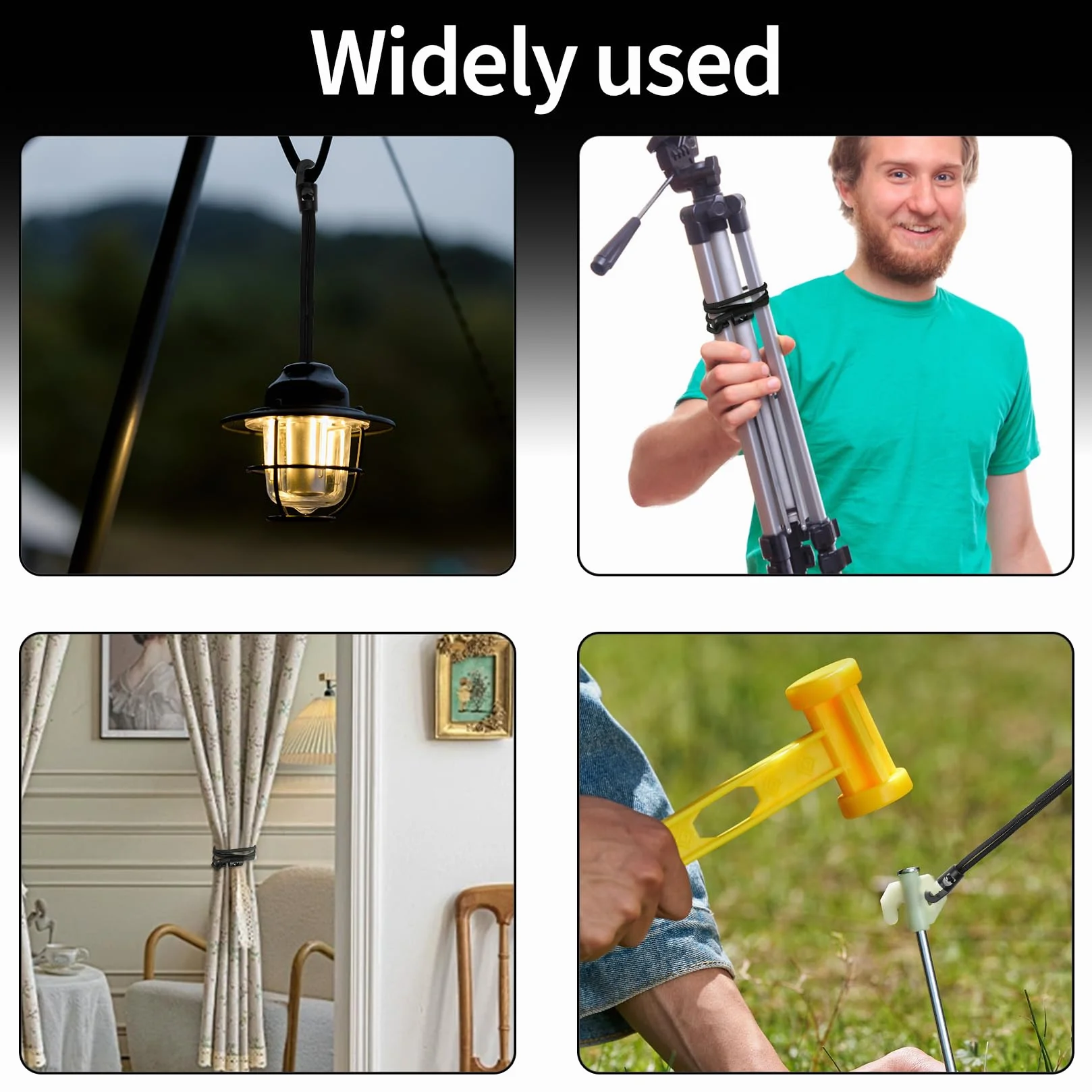 35 szt. krótkich sznurków bungee z haczykami, wytrzymałe paski bungee z haczykami, 25 cm, odporne na promieniowanie UV, czarne, bungee, elastyczne paski z haczykiem, do zabezpieczania bagażu, mebli