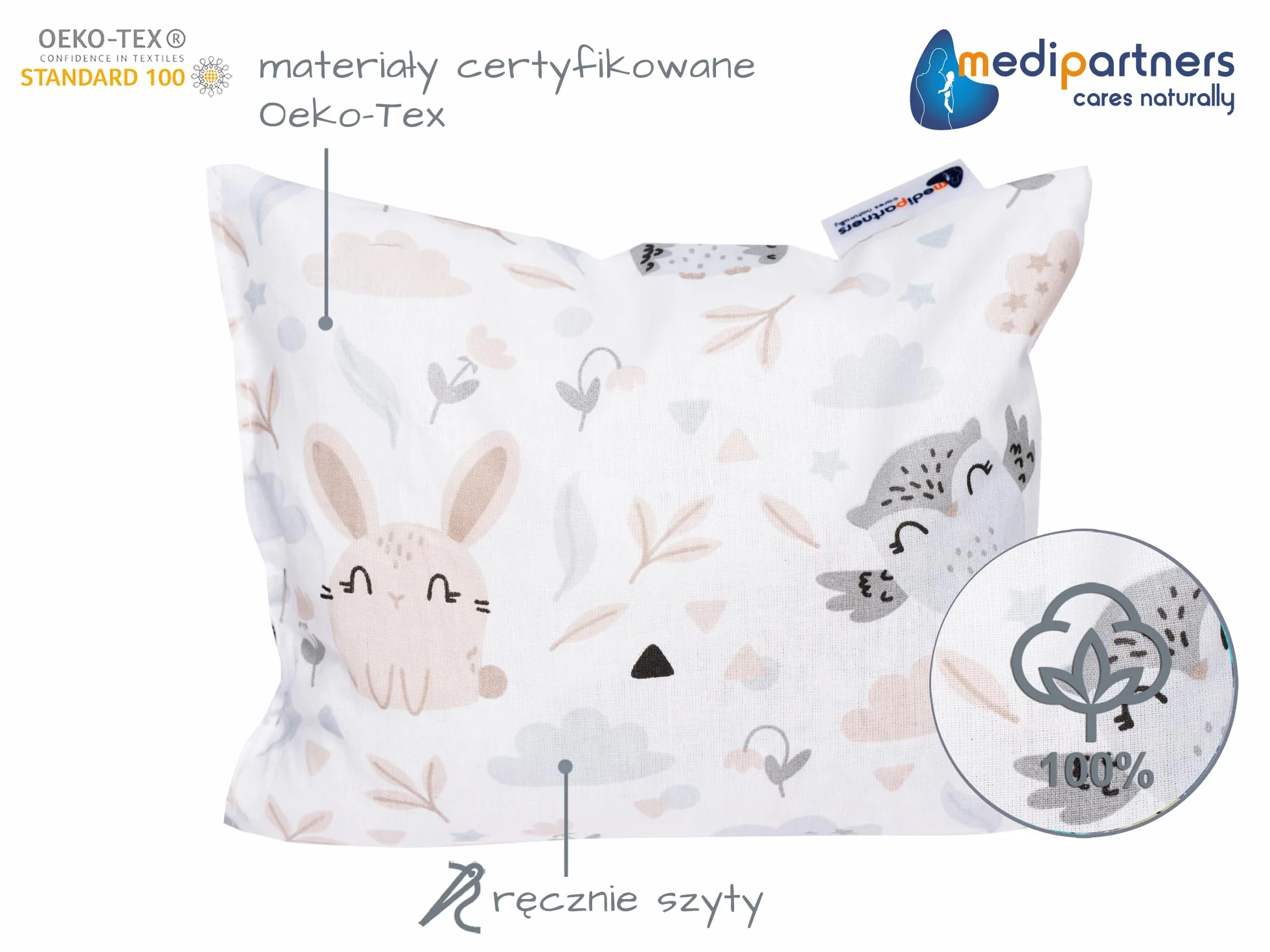 Medi Partners Termofor Pestki wiśni Poduszka rozgrzewająca 500g Prostokąt 20x25 Naturalny Ekologiczny Terapia ciepłem zimnem 100% Bawełna (Polana)