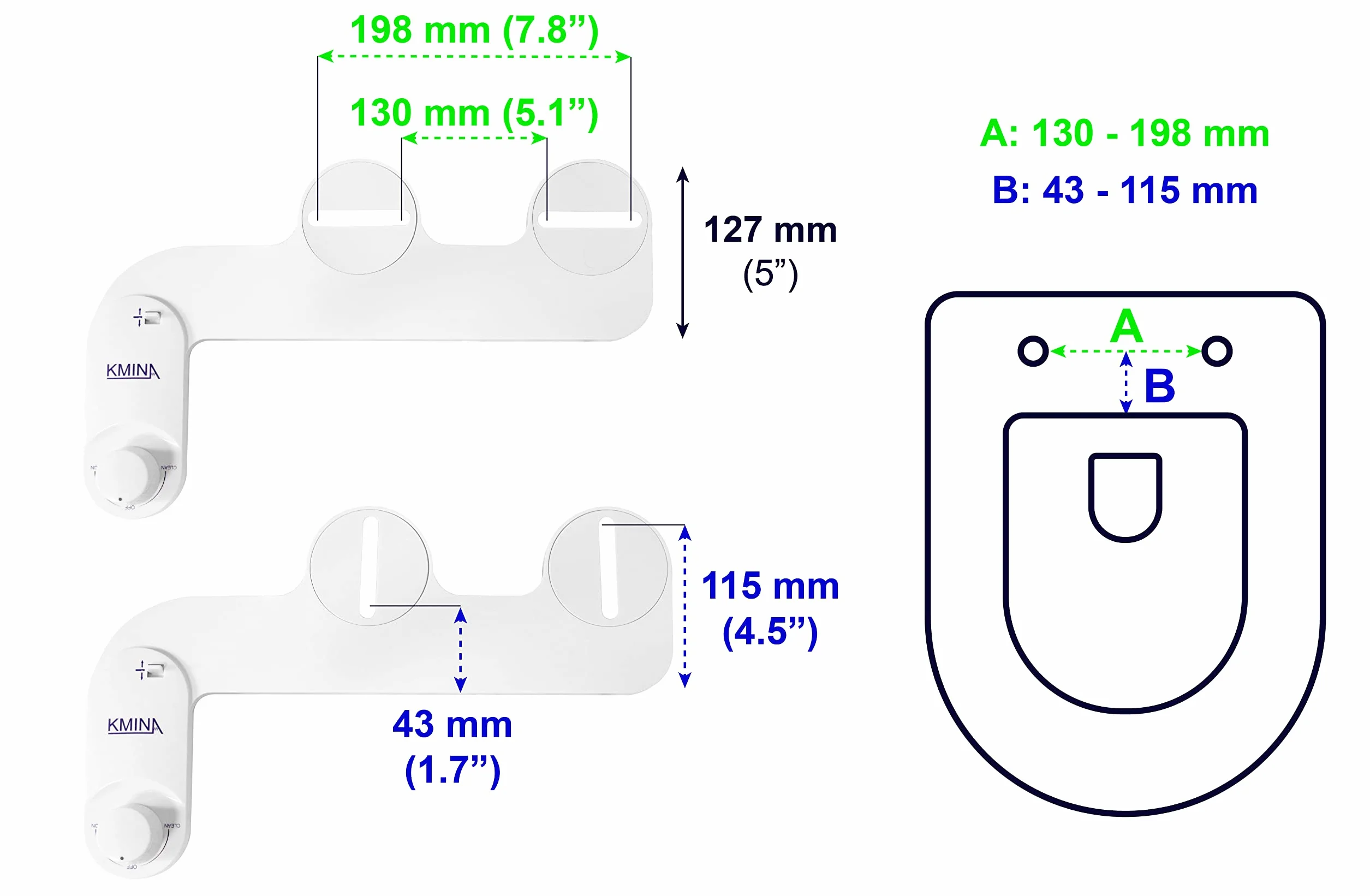 Bidet toaletowy z zimną wodą przenośny nieelektryczny regulowany ciśnienie biały długość węża 80 cm