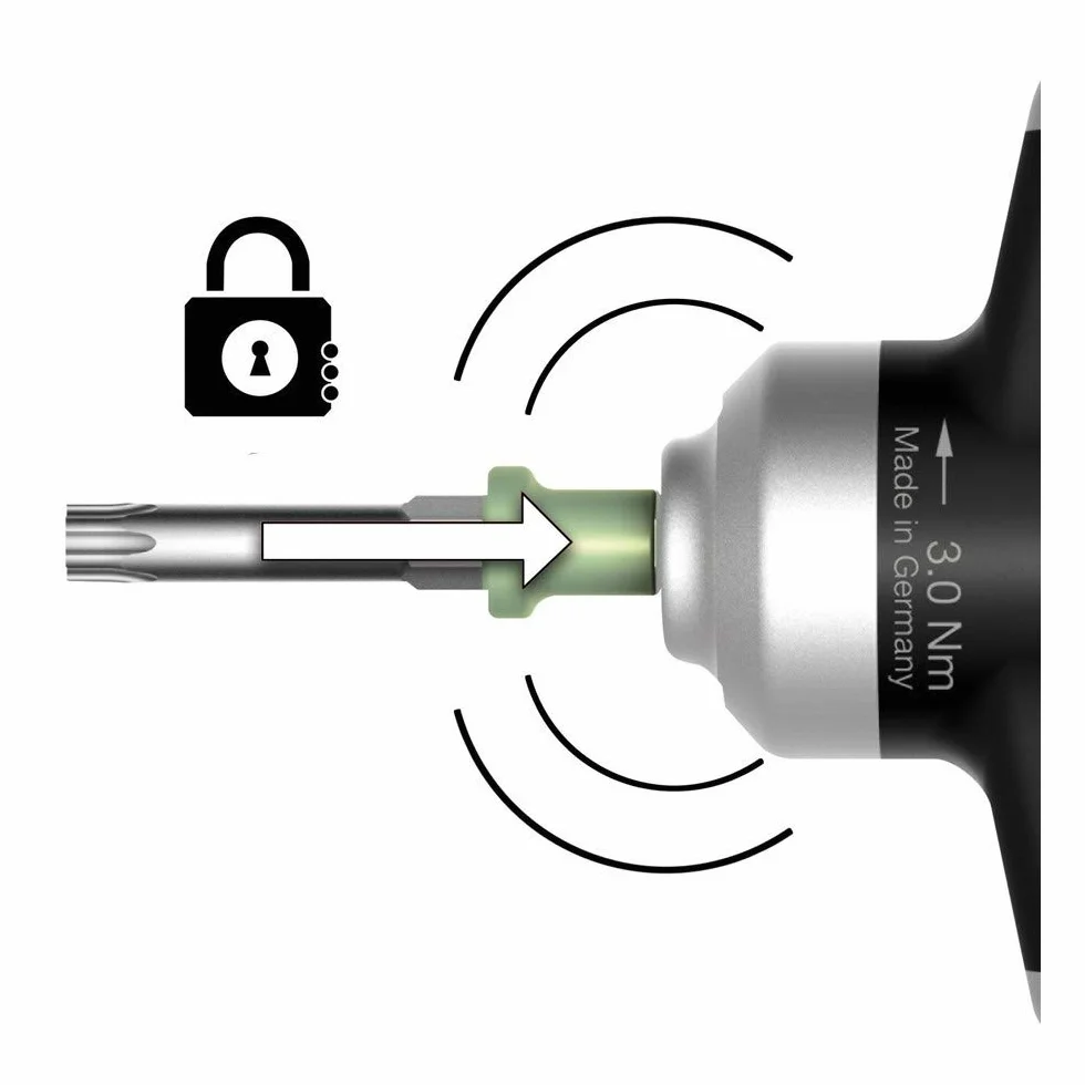 Wiha Precyzyjny wkrętak dynamometryczny z uchwytem na klucz TorqueFix Key ogranicznik momentu obrotowego (38616) 0,5 Nm, 4 mm do wkręcania,sygnał kliknięcia po osiągnięciu wartości momentu obrotowego