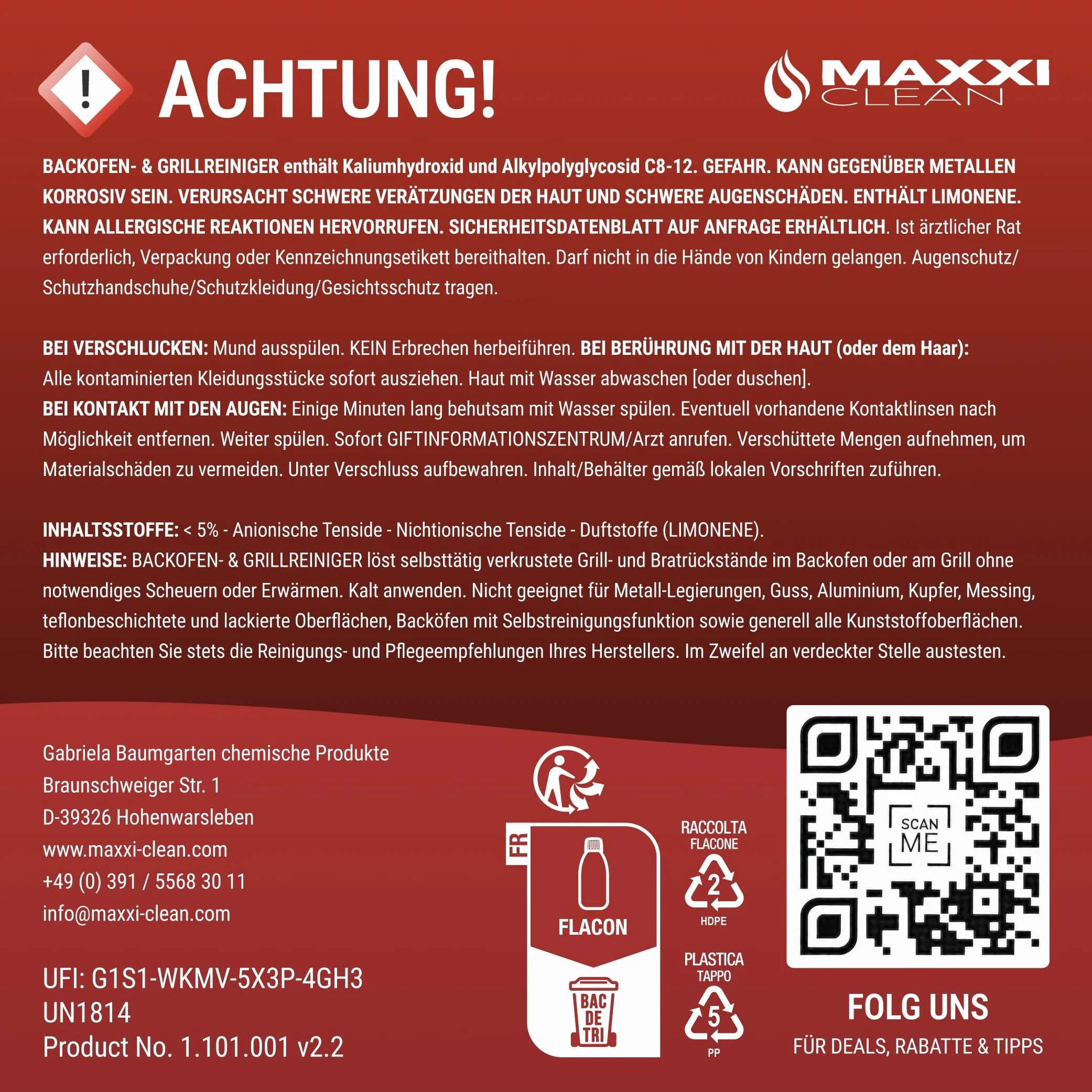 Maxxi Clean środek do czyszczenia piekarnika, pasta żelowa wraz z pędzlem do czyszczenia piekarnika i grilla oraz gratis polar agPLUS, 750 ml