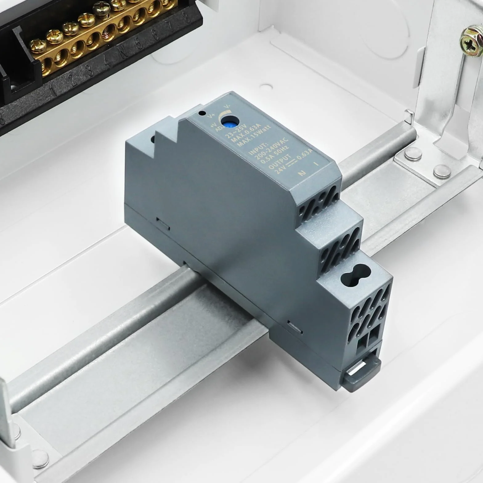 AGOTD Zasilacz sieciowy 15 W, 24 V, 0,63 A (wejście 200-240 V AC 50/60 Hz), zasilacz DIN Rail, transformator szynowy