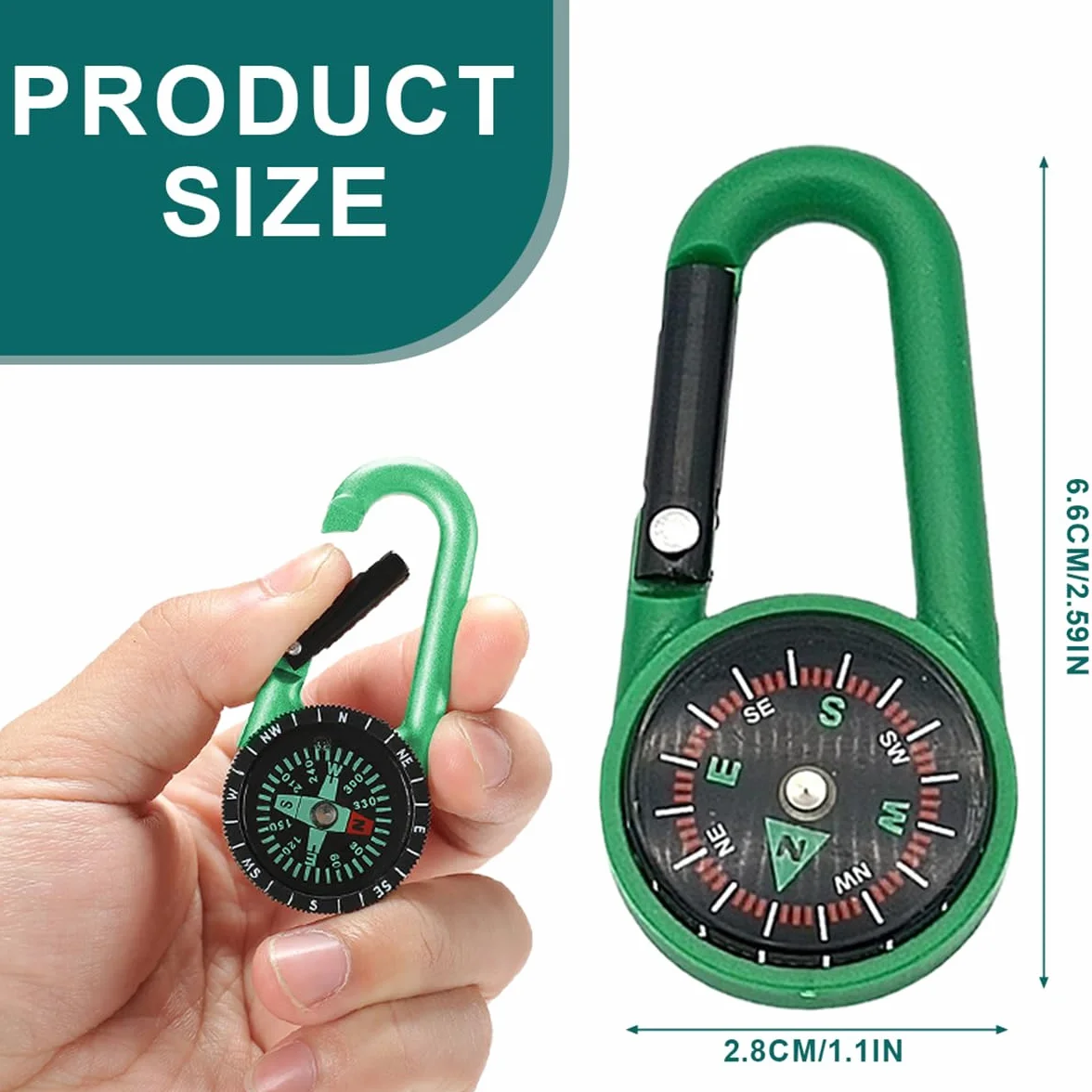 mini kompass - 5 sztuk kompasu Brelok do kluczy Karabińczyk Dekoracyjne zabawki na wędrówki, kemping, zabawki dla dzieci, na wędrówki, kemping, wielokolorowe