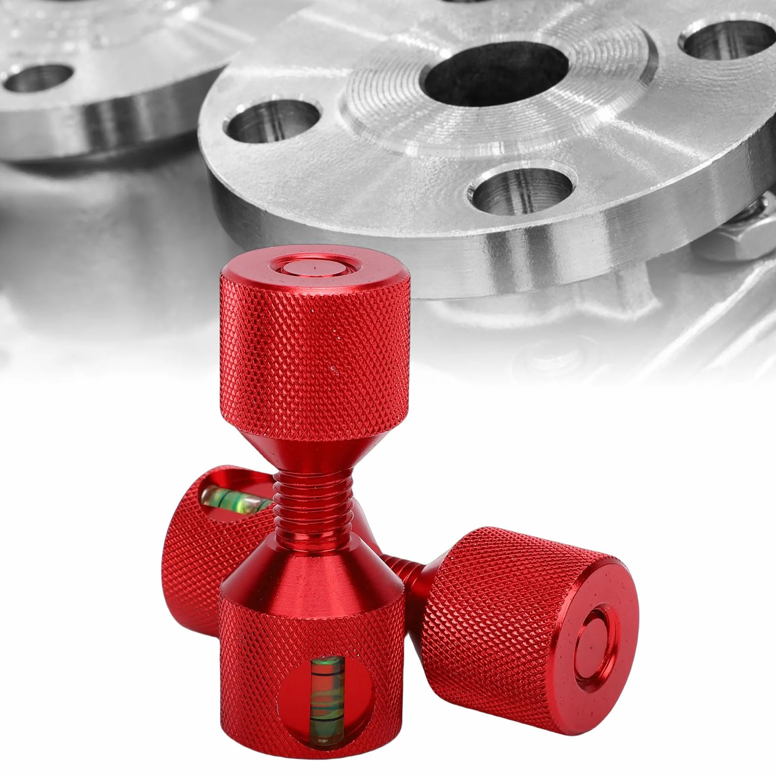 Fafeicy 2 szt. 1-1/8 Cala Kołki Wyrównujące Kołnierza ze Stopu Aluminium z Dwoma Otworami i wbudowaną poziomicą do Szybkiego Poziomowania Kołnierza Rury Anodowane Czerwone Wykończenie