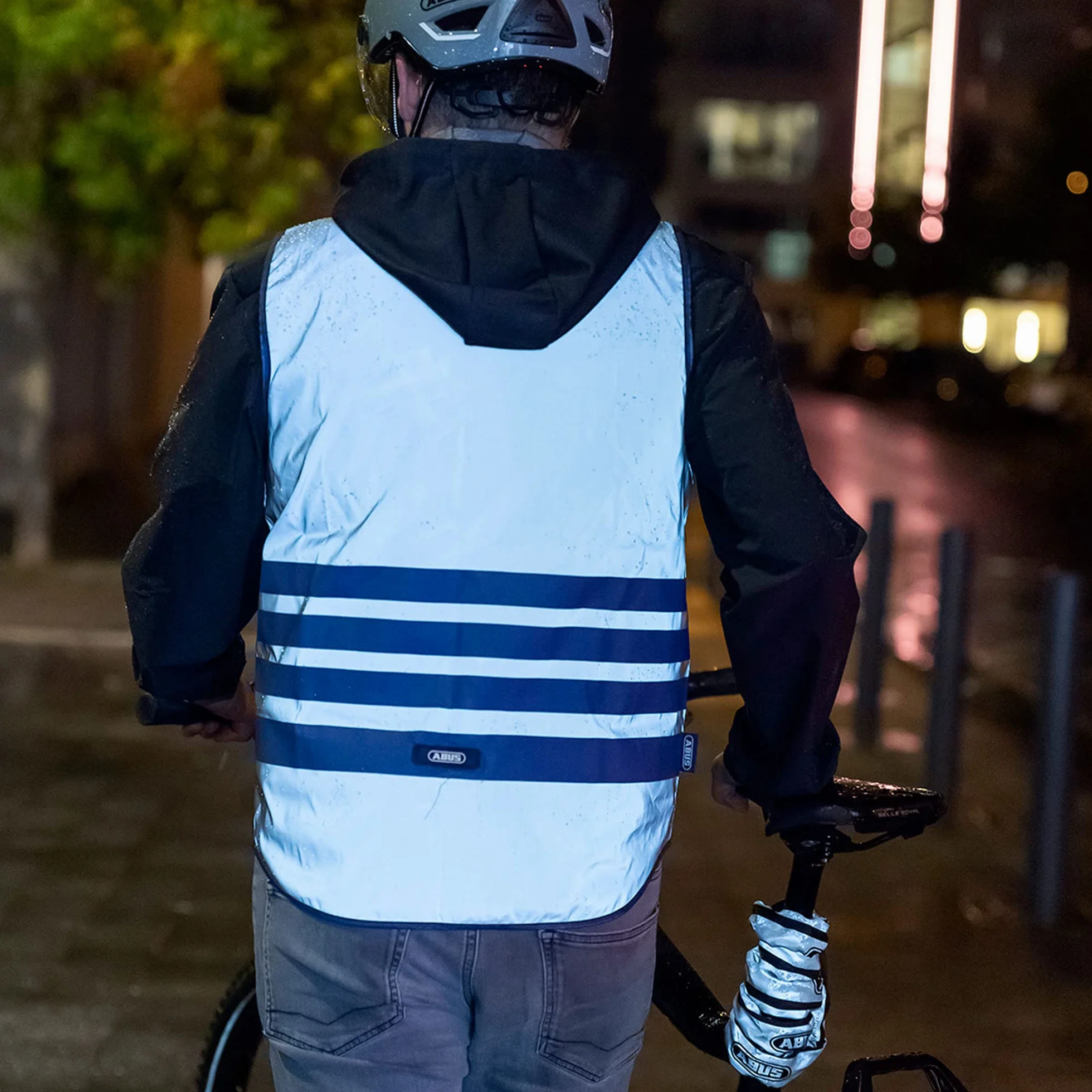 ABUS Kamizelka ostrzegawcza Lumino Urban Vest - w pełni odblaskowa kamizelka bezpieczeństwa dla lepszej widoczności w nocy - dla dorosłych - z zamkiem błyskawicznym - rozmiar XL