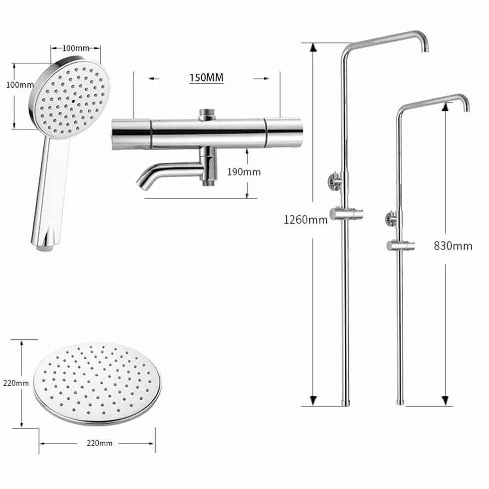 Baterie natryskowe termostatyczne, łazienkowe, bateria prysznicowa, bateria wannowa, ścienny, mieszacz deszczowy, zestaw natryskowy, A, B