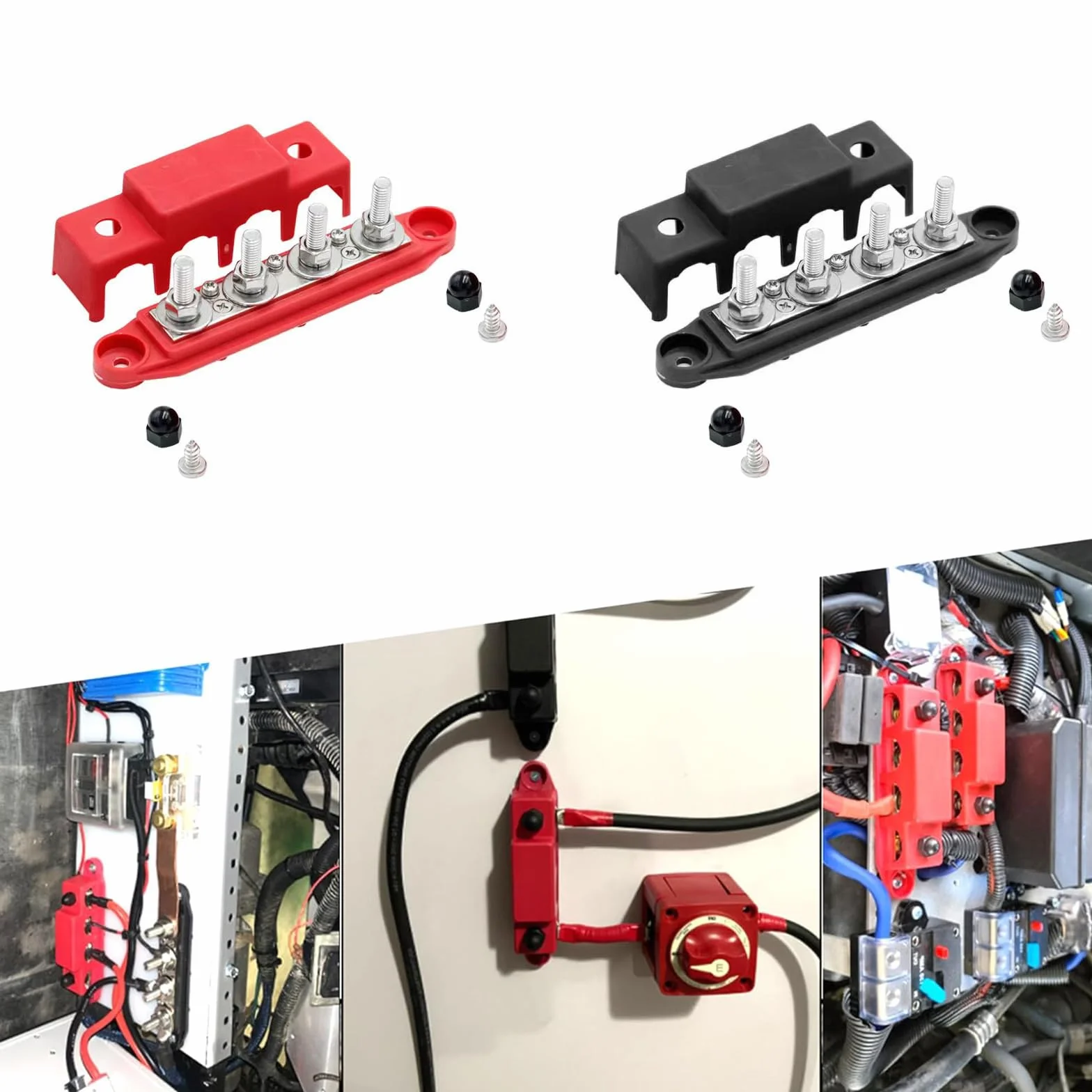 BusBar Box 250 A 12 V Szyna Zbiorcza 2 sztuki z 4 bolcami M8 Rozdzielacz Prądu