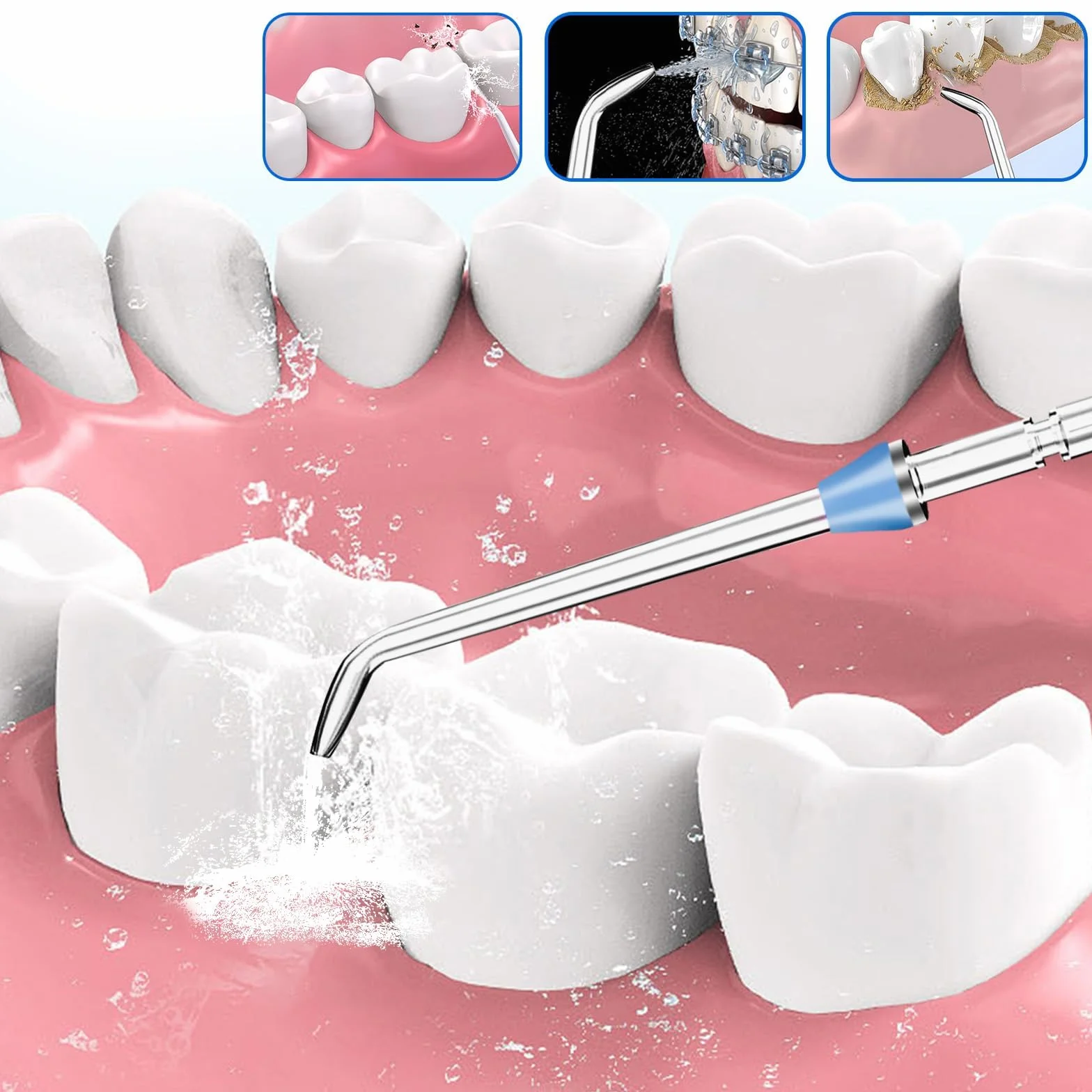 4 sztuki końcówek zamienne do wodnej szczoteczki Waterpik, zamienne głowice do wodnej szczoteczki, zamienne końcówki do Waterpik, kompatybilne z wodną szczoteczką Waterpik i nicią dentystyczną