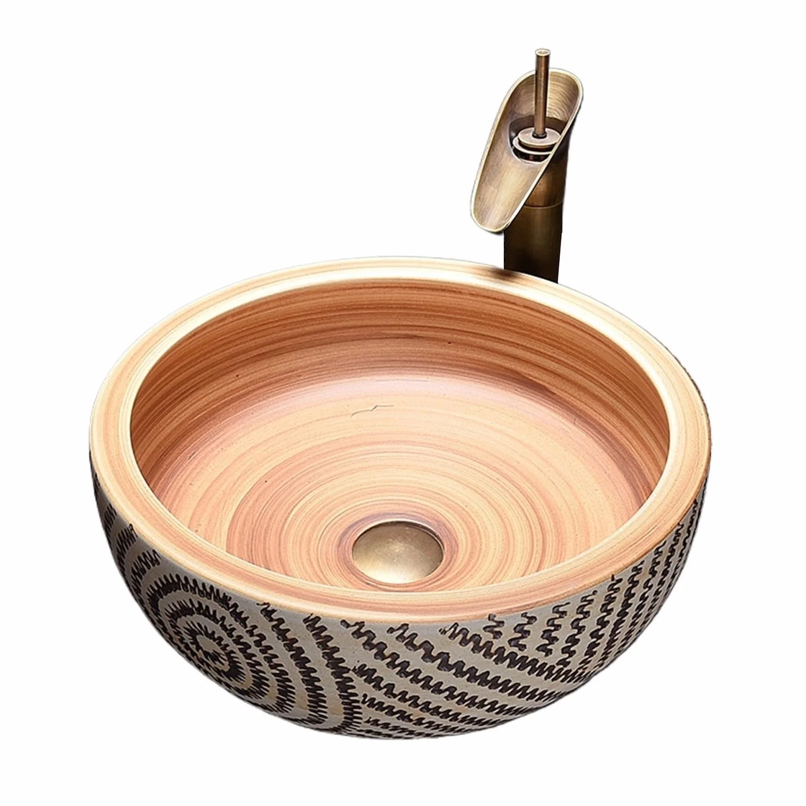 Ceramiczna Umywalka Nablatowa, Minimalistyczna, Artystyczna Umywalka Nablatowa Z Kranem I Odpływem, Jeden Kolor, Jeden Kolor