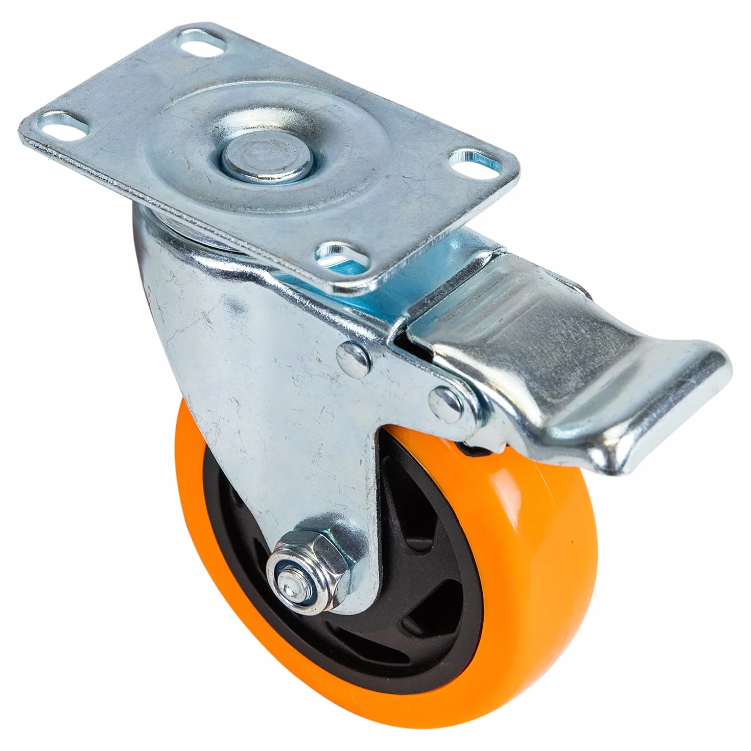 HMF 6710 kółka do dużych obciążeń z hamulcem z poliuretanu, 4 sztuki, 100 mm, do 460 kg, pomarańczowe