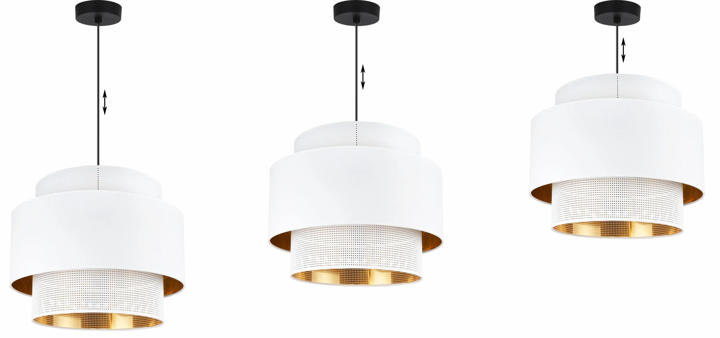 Lampa wisząca biało-złota glamour 35CM - designerski abażur ze złotym wykończeniem - oświetlenie do salonu i sypialni - polska produkcja