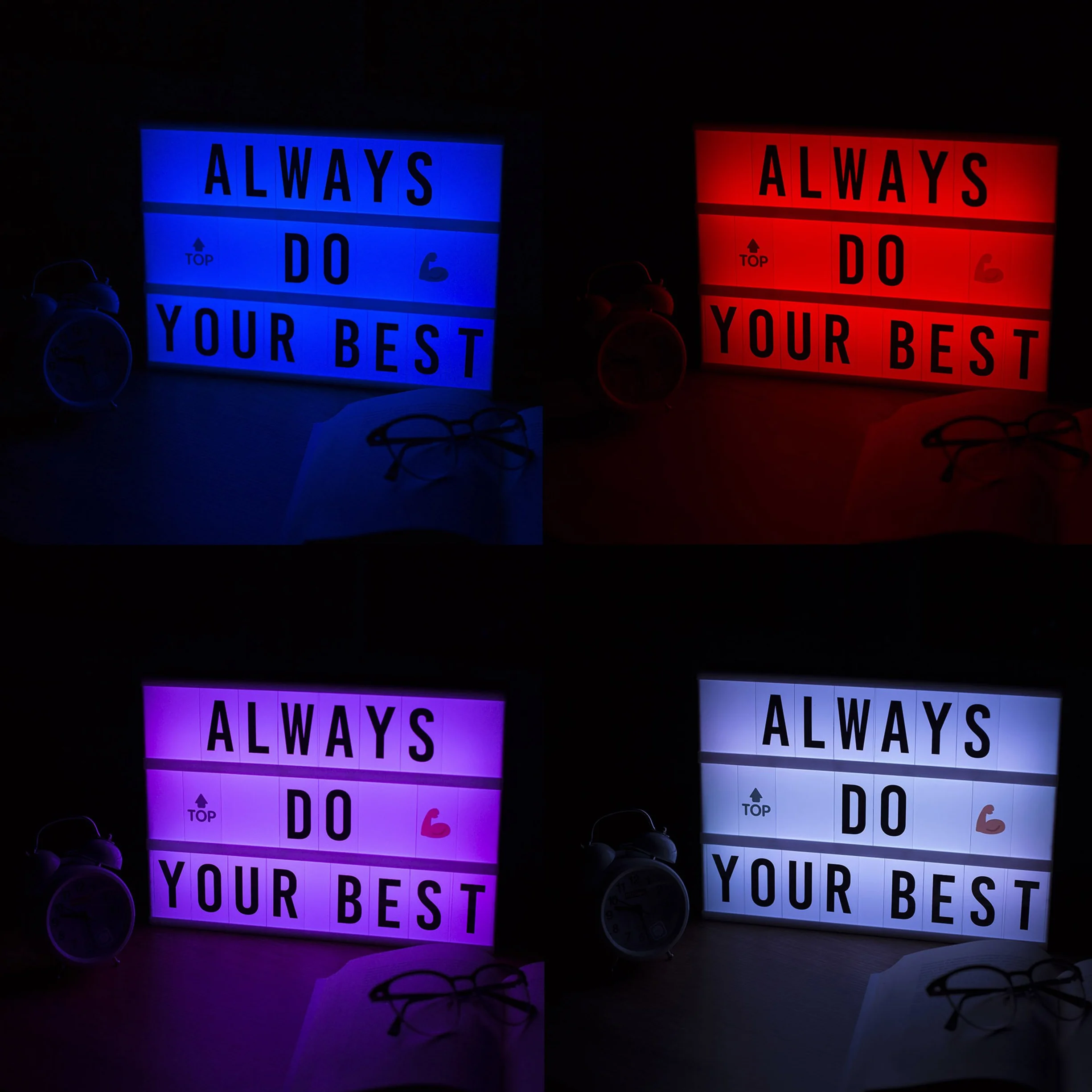 BONNYCO A4 Kinowy Lightbox Zmieniający Kolor 400 Liter Symboli Emoji Pilot 2 Markery LED 16 Kolorów
