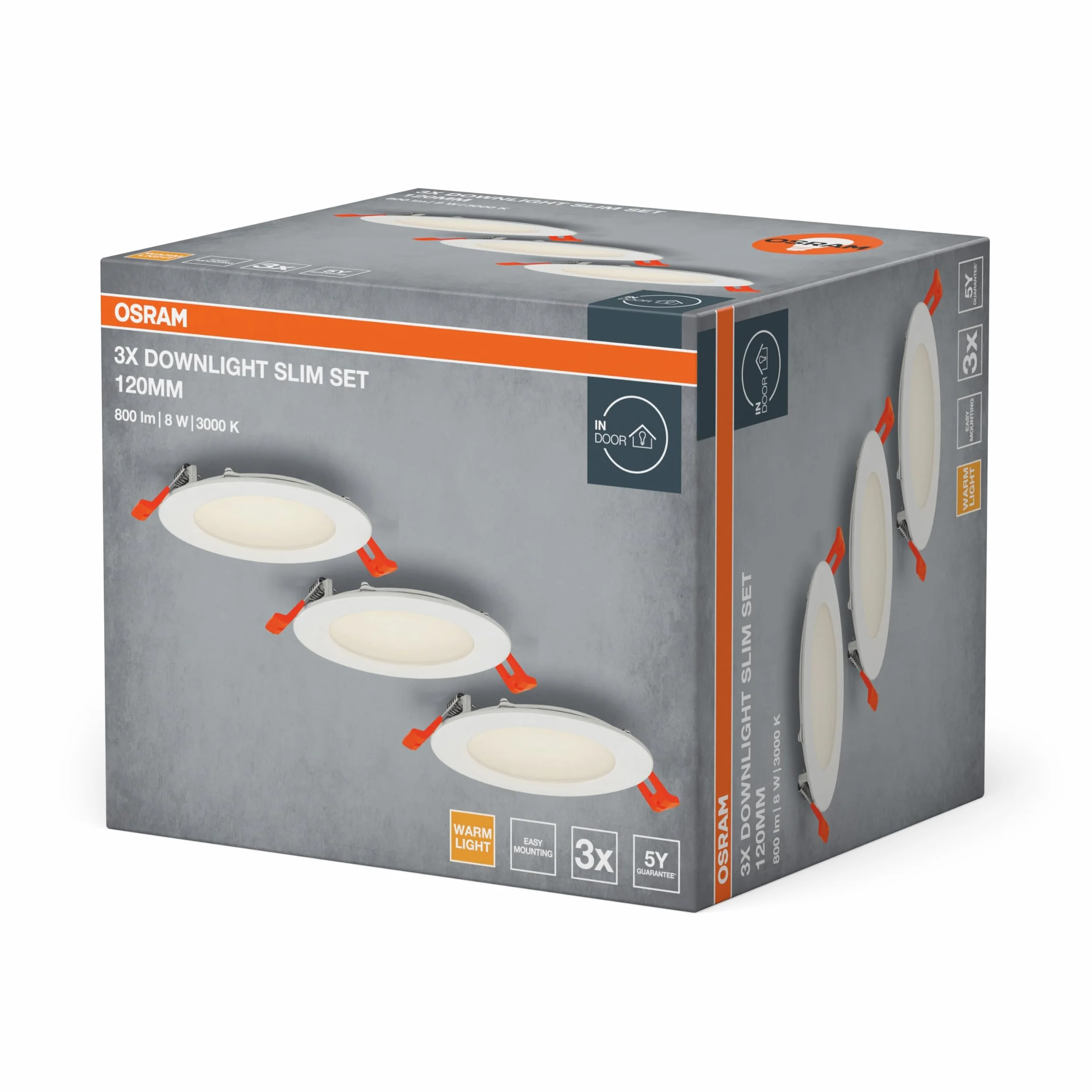 OSRAM Zestaw opraw wpuszczanych ze zintegrowanym sterownikiem, wąski 3x120mm 3000K w kolorze białym wykonany z tworzywa sztucznego, stopień ochrony IP20 do różnych zastosowań wewnętrznych, w tym