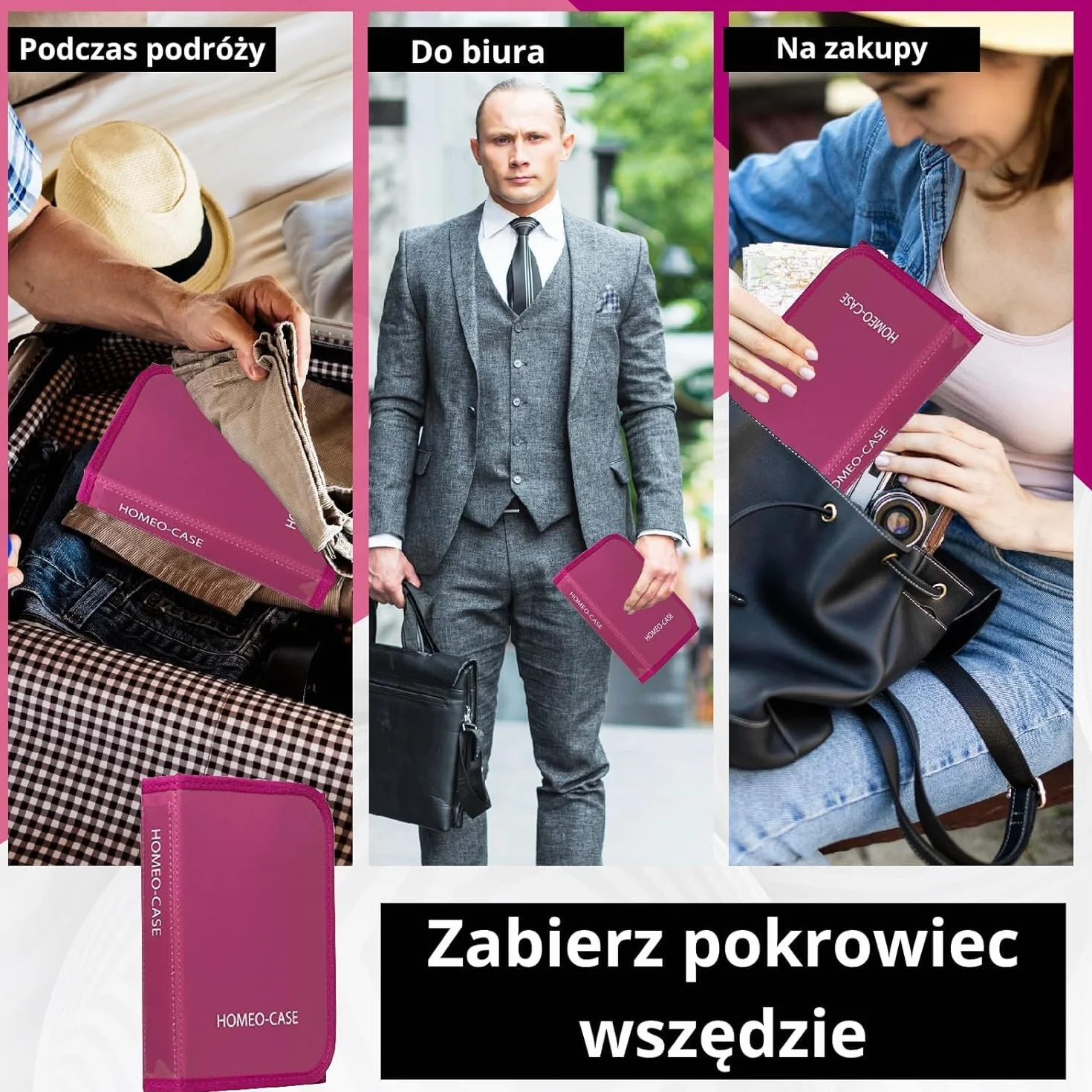 HOMEO-Case | Etui Homeopatyczne z 40 Przestrzeniami na Fiolki Boiron o Pojemności 4 Grama | Nie Zawiera Fiolków | Różowy