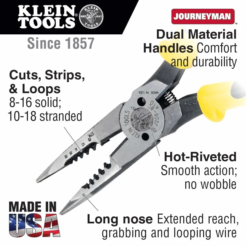 Klein Tools J206-8C Długie szczypce sprężynowe z uchwytami sprężynowymi z podwójnym materiałem