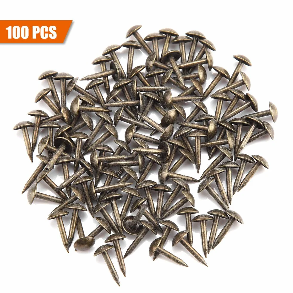 GOTOTOP Zestaw 100 zabytkowych gwoździ tapicerskich, zestaw przypinek do mebli dekoracyjnych Pin na kciuk Pins do drewna DIY (6 x 12 mm)