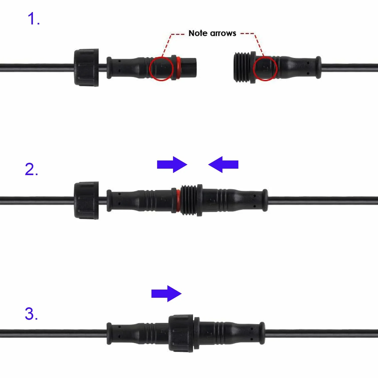 RUNCCI-YUN 5 par 2 pin wodoodporne złącza przedłużacz wtyczka męska i żeńska 2 piny IP67 wodoodporne złącze elektryczne przedłużacz 22AWG 20 cm ara taśmy LED