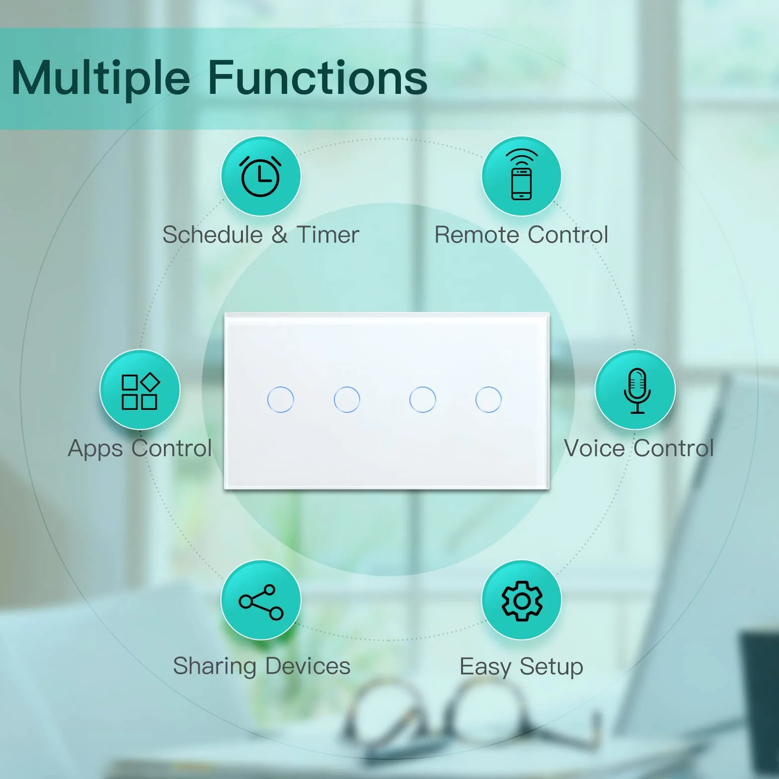 BSEED Smart Alexa włącznik światła ze szkła, WiFi Touch przełącznik ścienny, 2-krotny, 1-drożny + 2-drożny 1-drożny (wymagany przewód neutralny), kompatybilny z Alexa/Tuya/Google Home, 157 mm x 86 mm