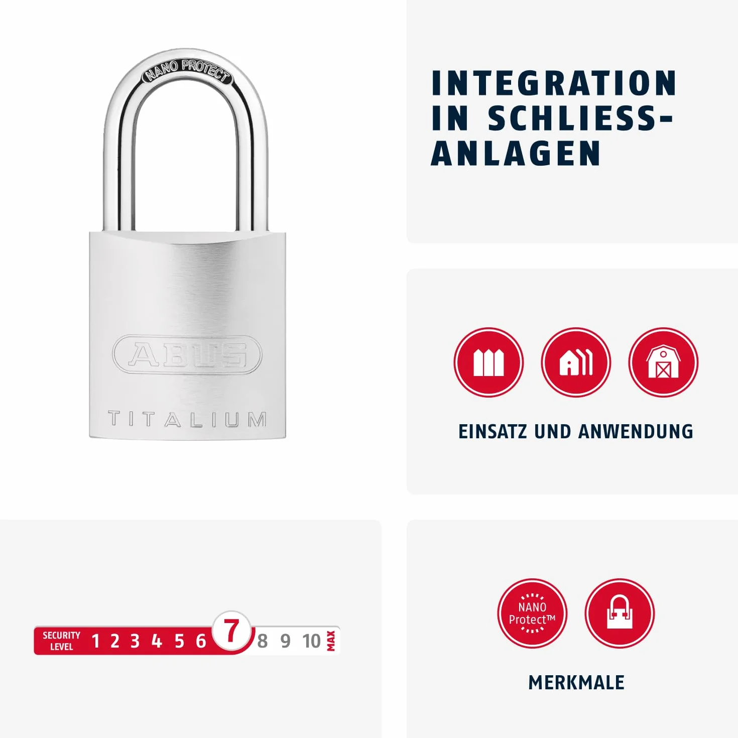 ABUS Titalium kłódka 86TI/45 bez cylindra 27778