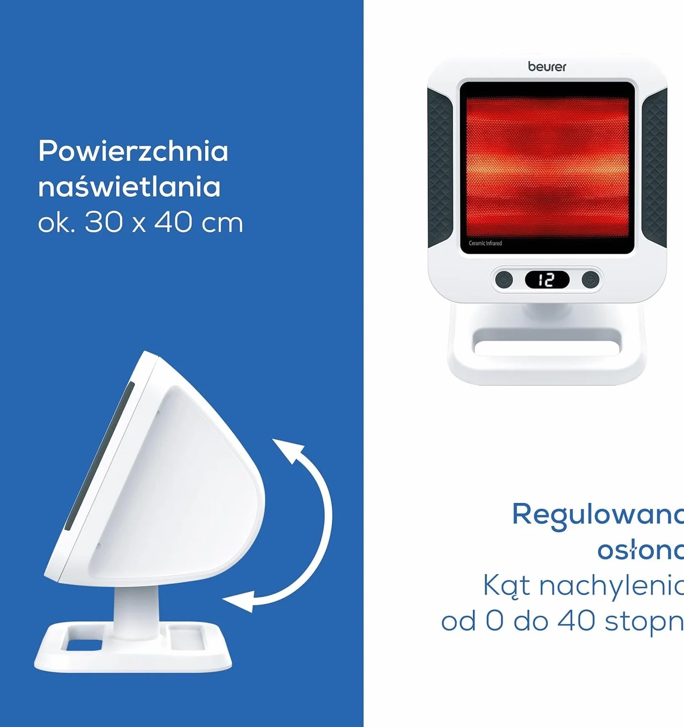 Beurer IL 60 Lampa na podczerwień 300 W z timerem ceramiczny dysk UV biały