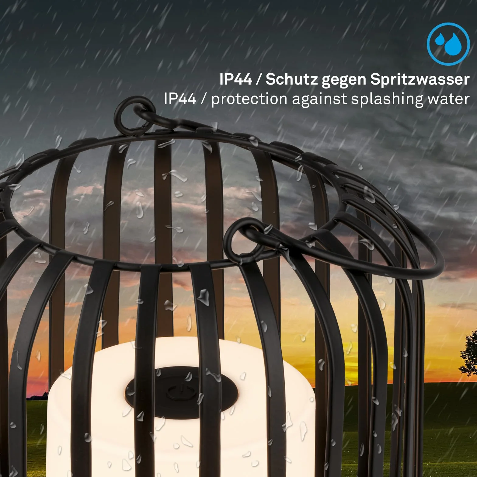 BRILONER Bezprzewodowa mini lampa stołowa LED z metalowym koszem, dotykowa lampka nocna z możliwością ściemniania, lampa biurkowa, lampa do czytania, do użytku na zewnątrz i wewnątrz
