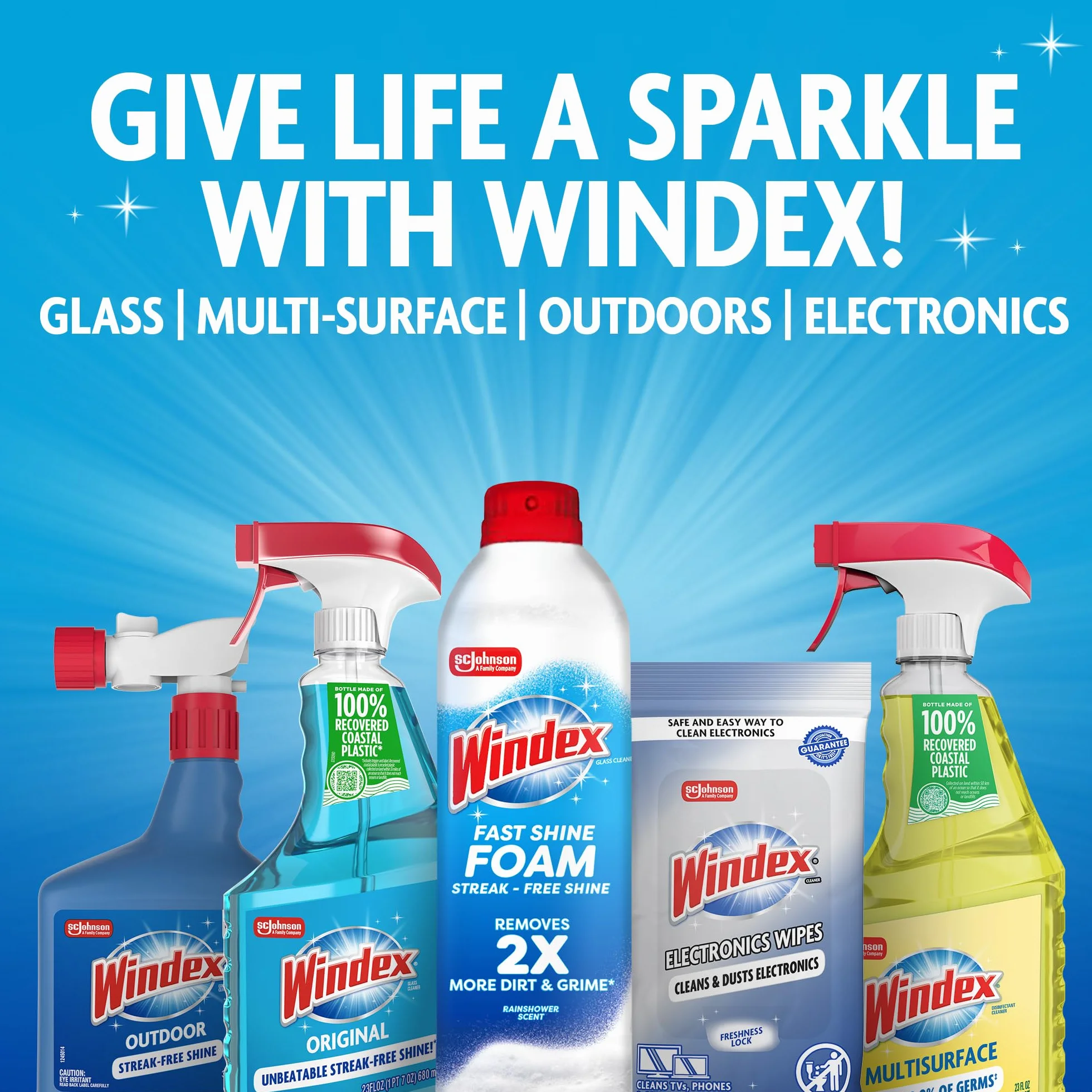 Windex Butelka wyzwalacza szkła bez ammonii, kryształowy deszcz, 60 ml