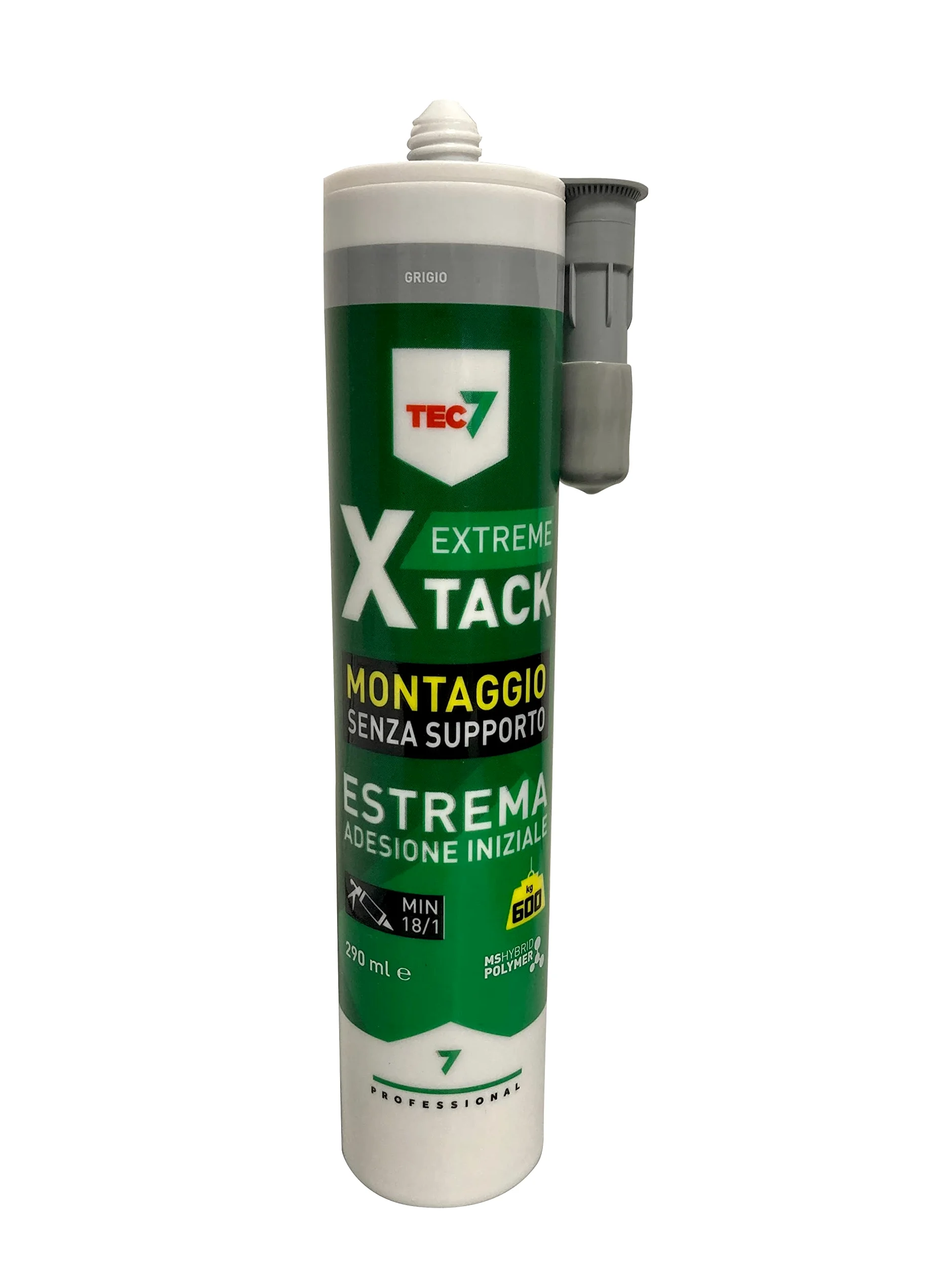 Tec7 X-Tack/mocny klej montażowy | szary | 290 ml | 1-komponentowy elastyczny, bardzo wysoka przyczepność początkowa, odporny na wibracje i uderzenia
