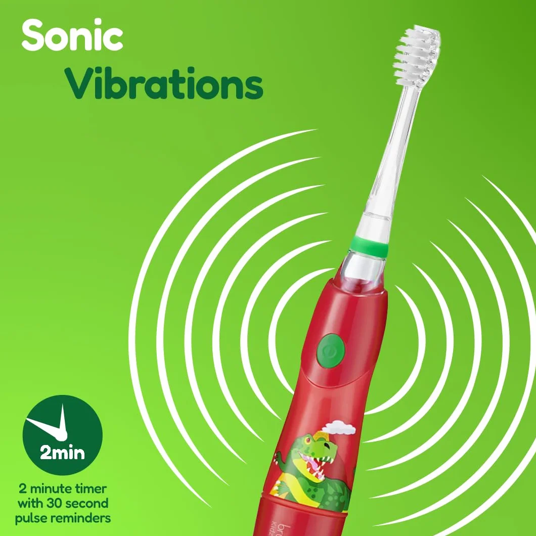 Brush-Baby KidzSonic elektryczna szczoteczka do zębów dla dzieci w wieku 3+ lat – włosie DeepClean, przyssawka – zabawne wzornictwo z migającymi lampkami dyskotekowymi – z 2 zapasowymi głowicami i 1