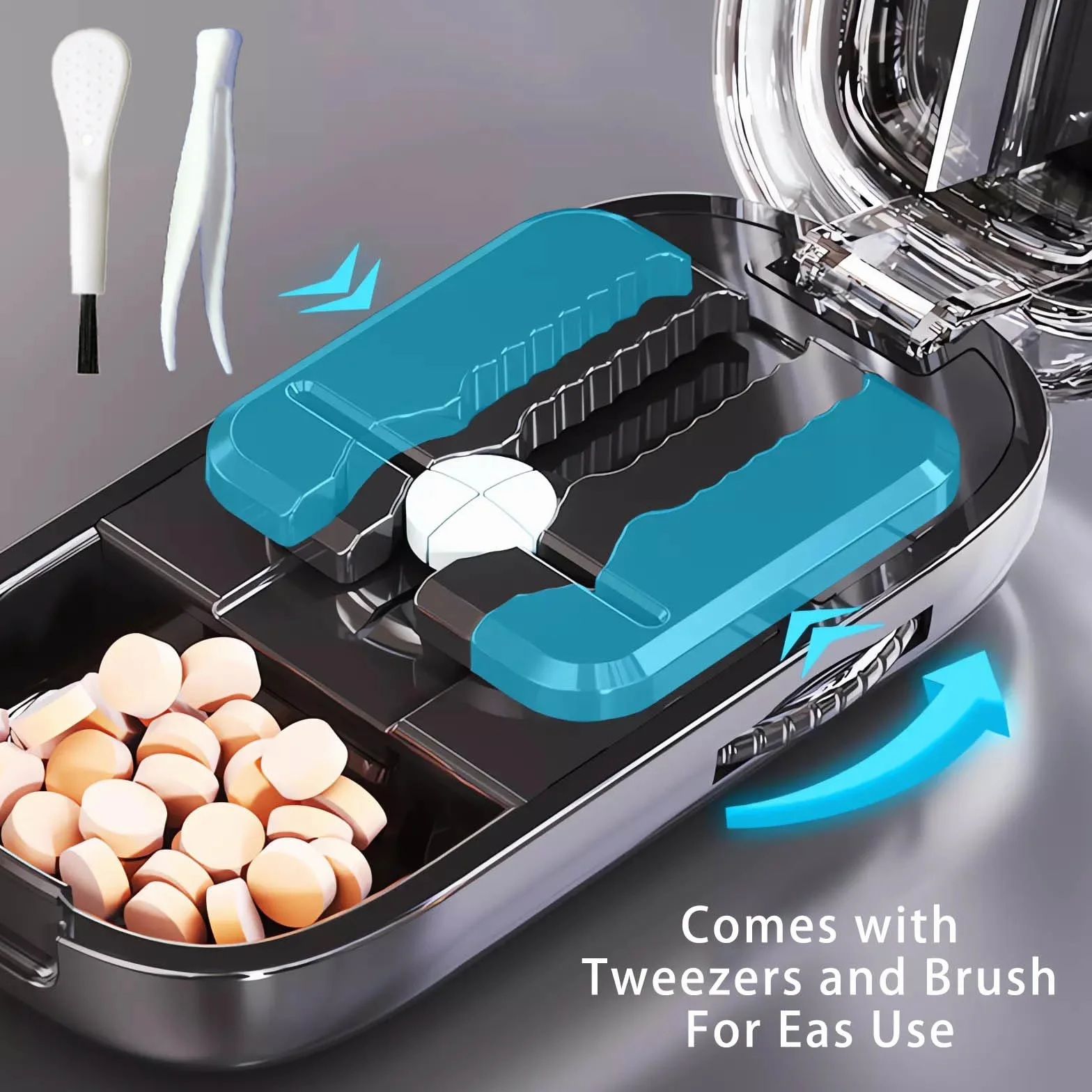 Tablet Splitter Pill Cutter 2 in 1 for Small Large Pills Cutting & Storage Dispenser