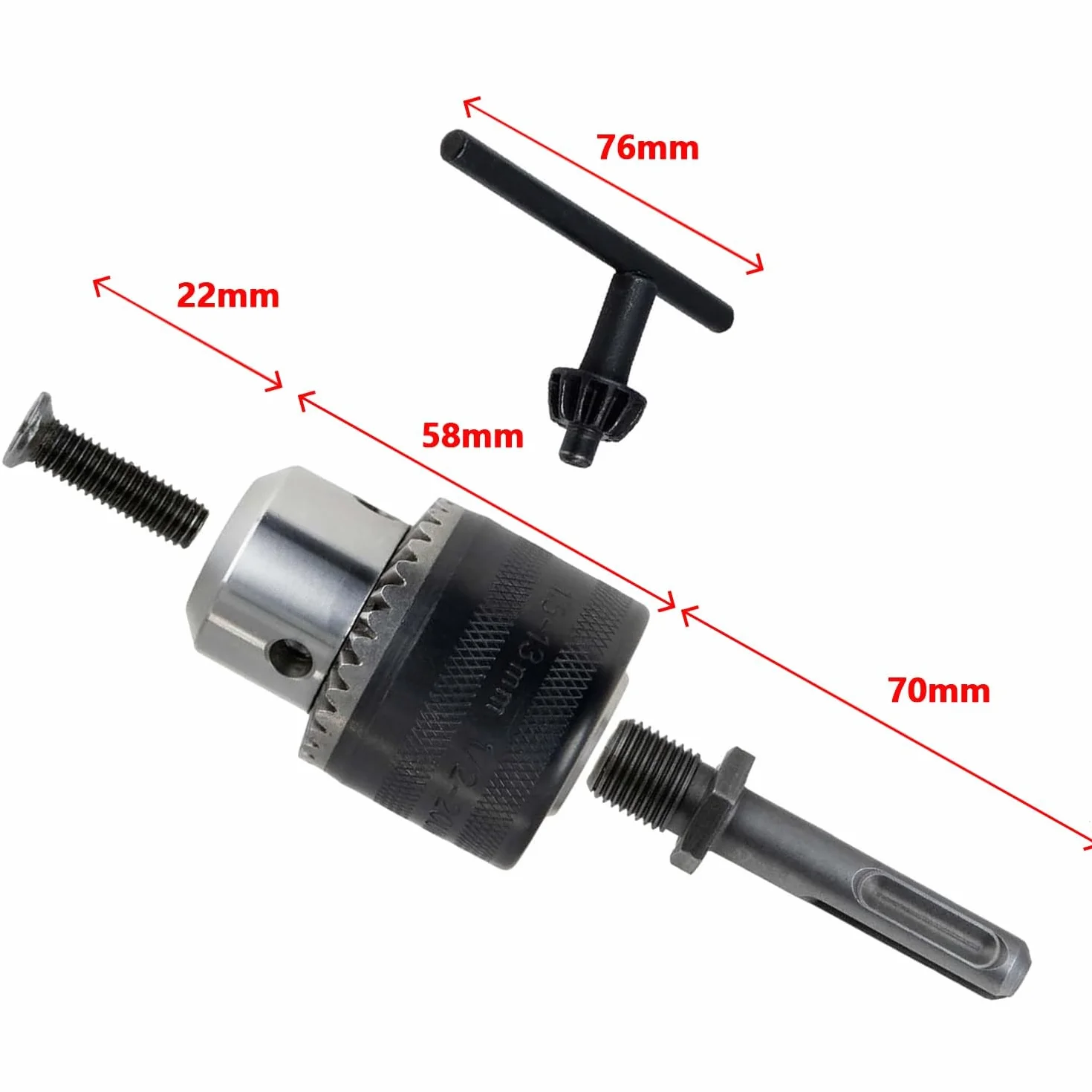 ANBOO Uchwyt Wiertarski do Wieńca Zębatego, Adapter SDS-plus, 2-13 mm, 1/2-20UNF, Koło Zębate, Uchwyt Zębaty, Wiercenie