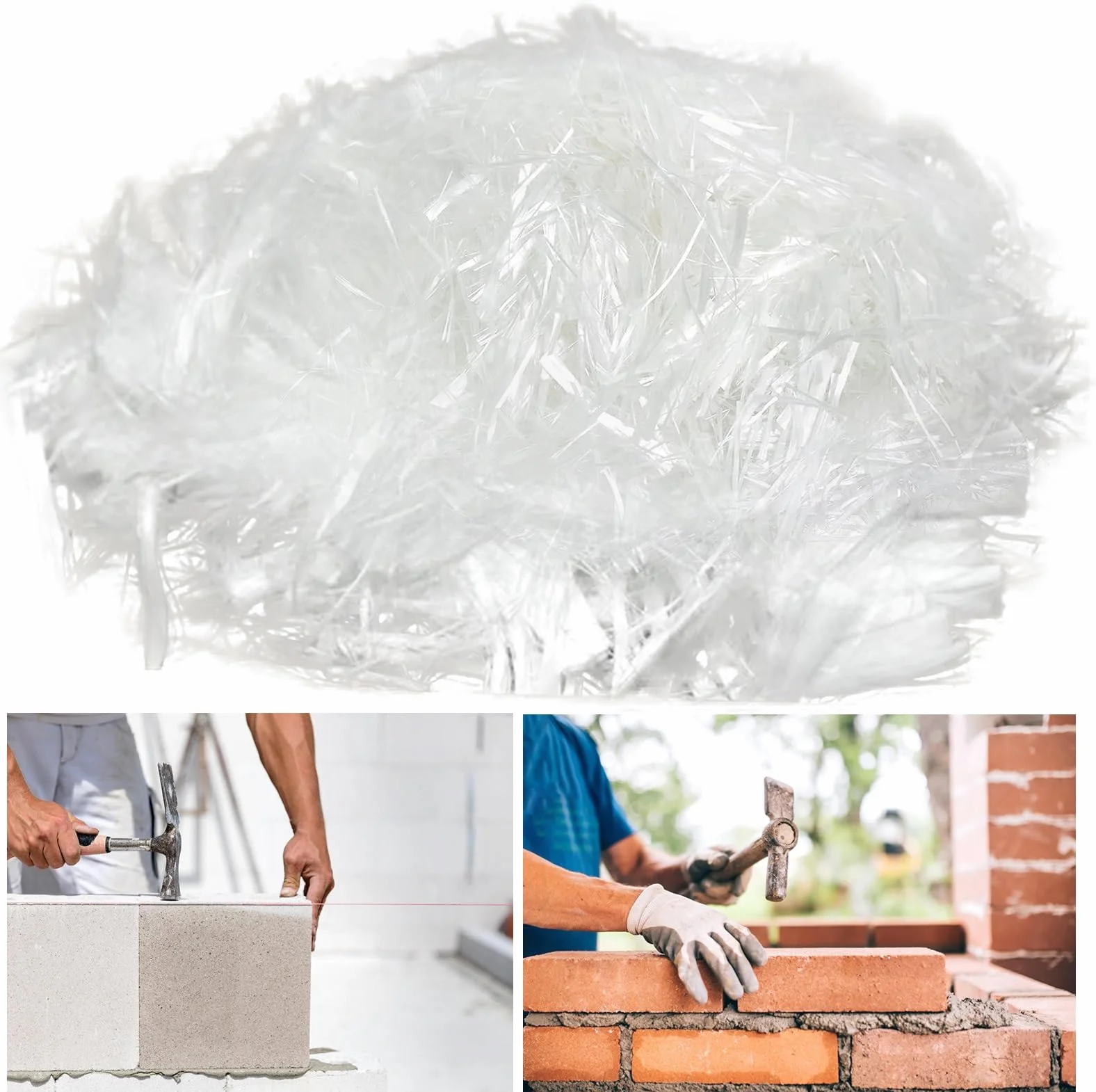 Włókna polipropylenowe 12 mm do betonu, gipsu, zaprawy cementowej 1 kg