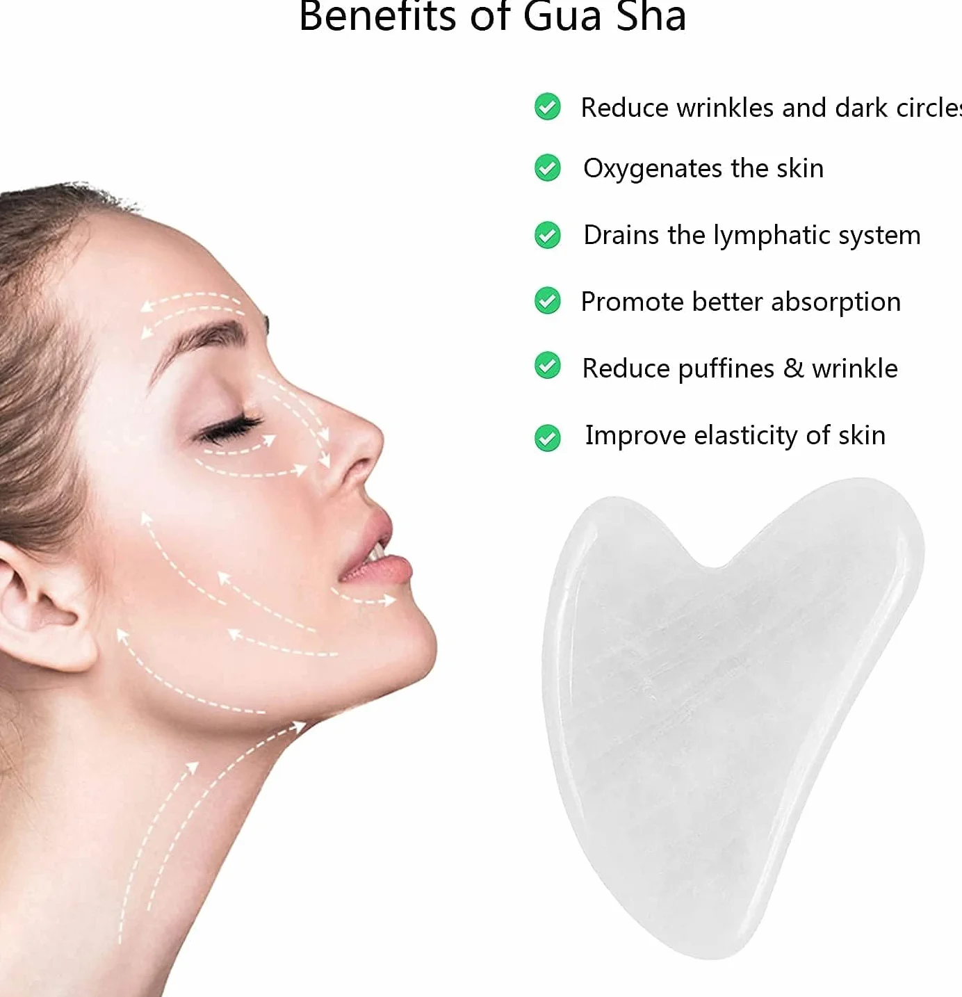 Jadeitowe kamienie Gua Sha do twarzy, masaż, metalowa gua sha do ciała, szyi i oczu, prezent do pielęgnacji skóry dla kobiet (białe)