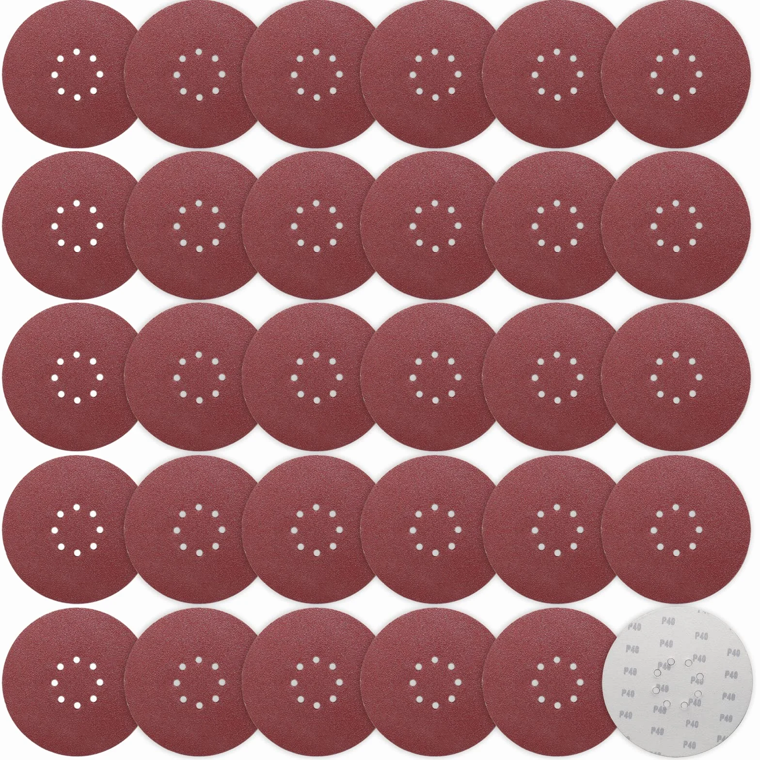 STEBRUAM Tarcze szlifierskie 225 mm, o ziarnistości 40, 30 x 22,9 cm, 225 mm, okrągłe tarcze szlifierskie, 8 otworów, do żyrafy, płyt kartonowo-gipsowych