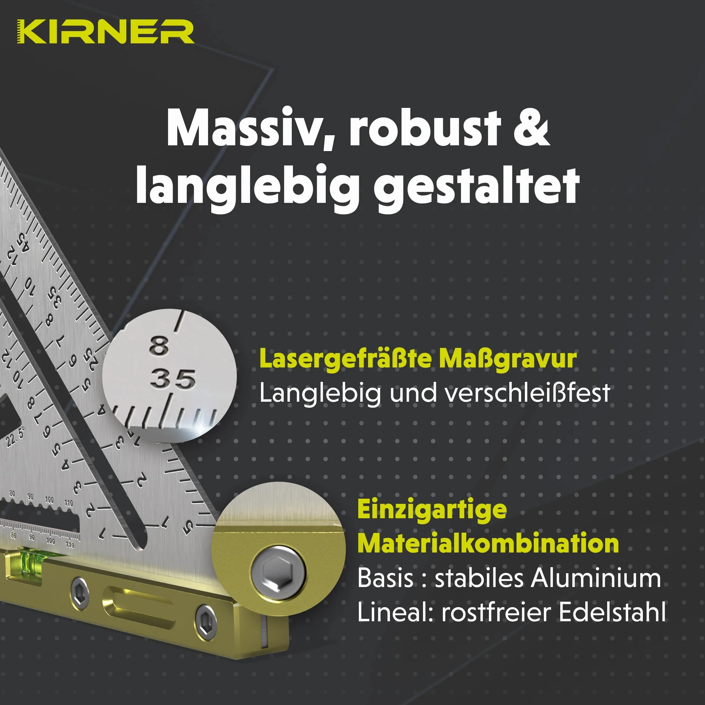 kątownik 180 mm – precyzyjny kątownik z innowacyjną podstawą i poziomicą, narzędzie do trasowania