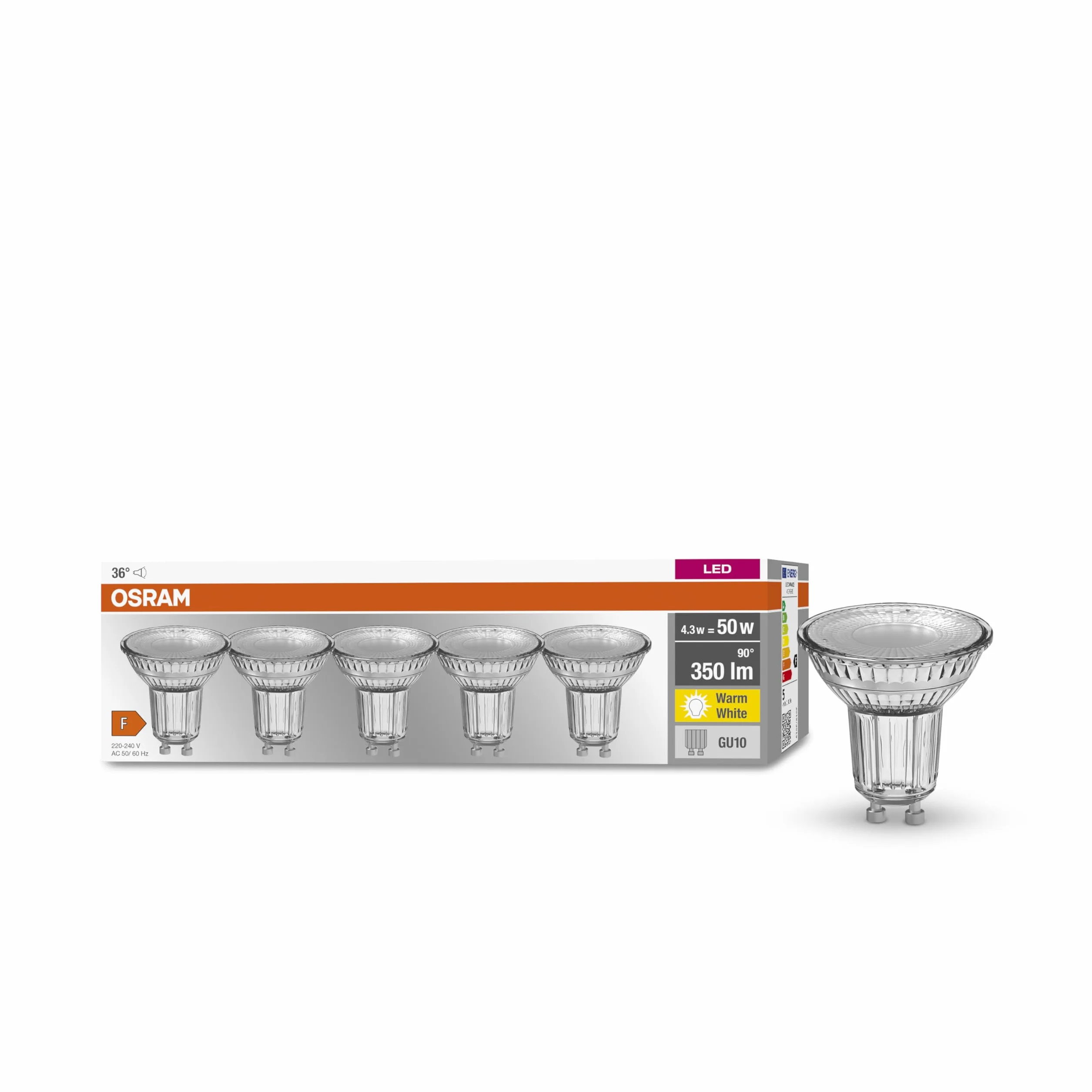 OSRAM reflektor LED | Trzonek: GU10 | Ciepły biały | 2700 K | 4,30 W | LED BASE PAR16 [Klasa efektywności energetycznej A++]
