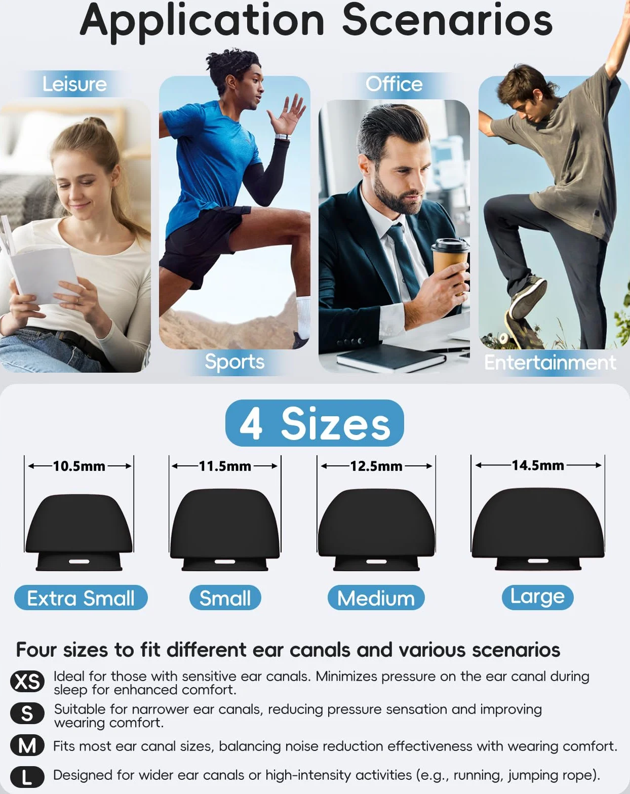 Zamienne zatyczki do uszu do AirPods Pro 2nd/1. generacji 4 pary z otworem do redukcji szumów