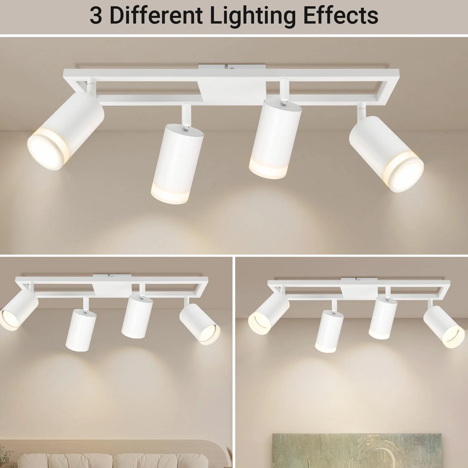 Lampa sufitowa LED 4-punktowa podwójna obrotowa GU10 biała do kuchni salonu