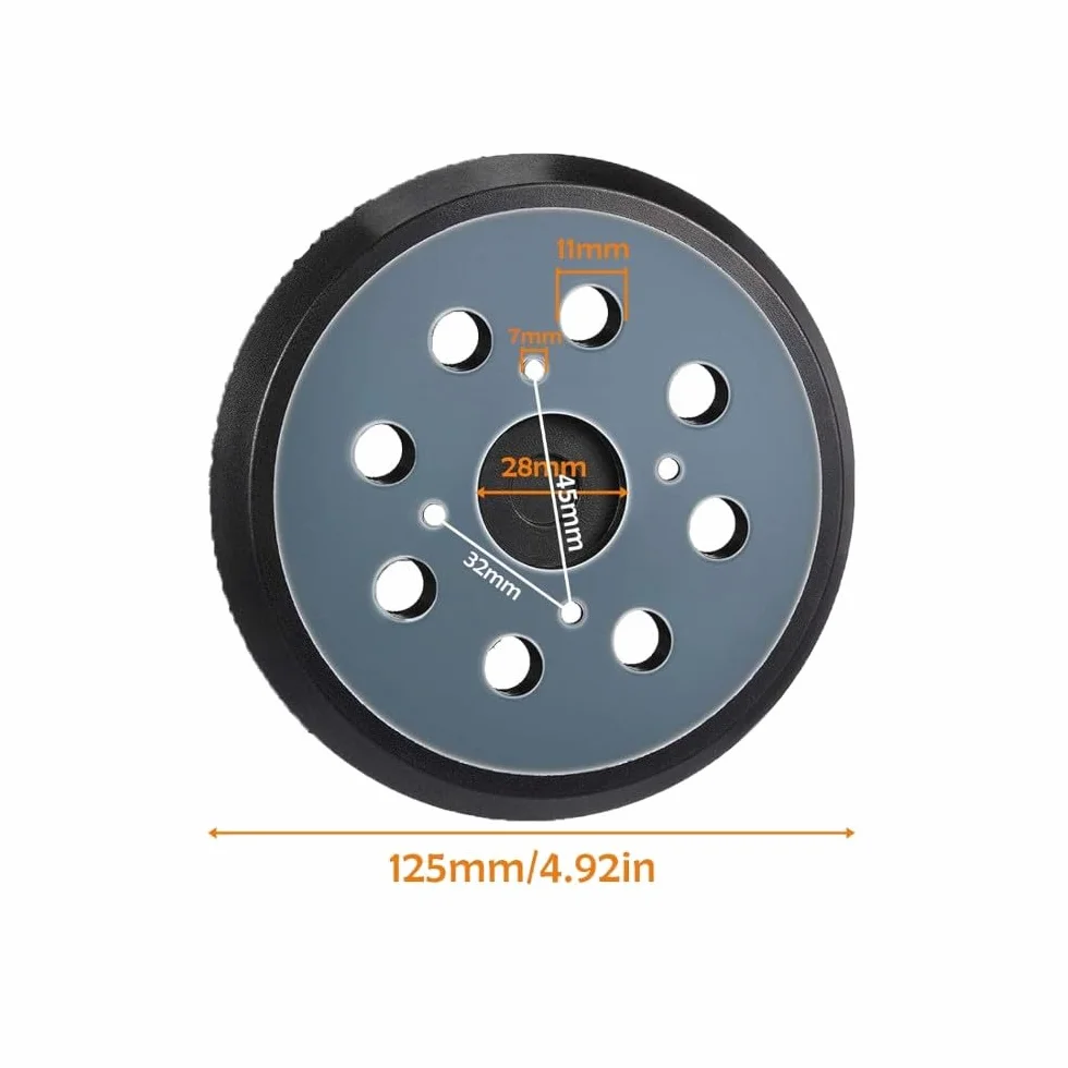 5 x Trade-Shop talerz szlifierski na rzep, talerz podporowy/talerz samoprzylepny do AEG EX 125 E EX 125 ES Milwaukee ROS 125 E szlifierka mimośrodowa / średnica 125 mm