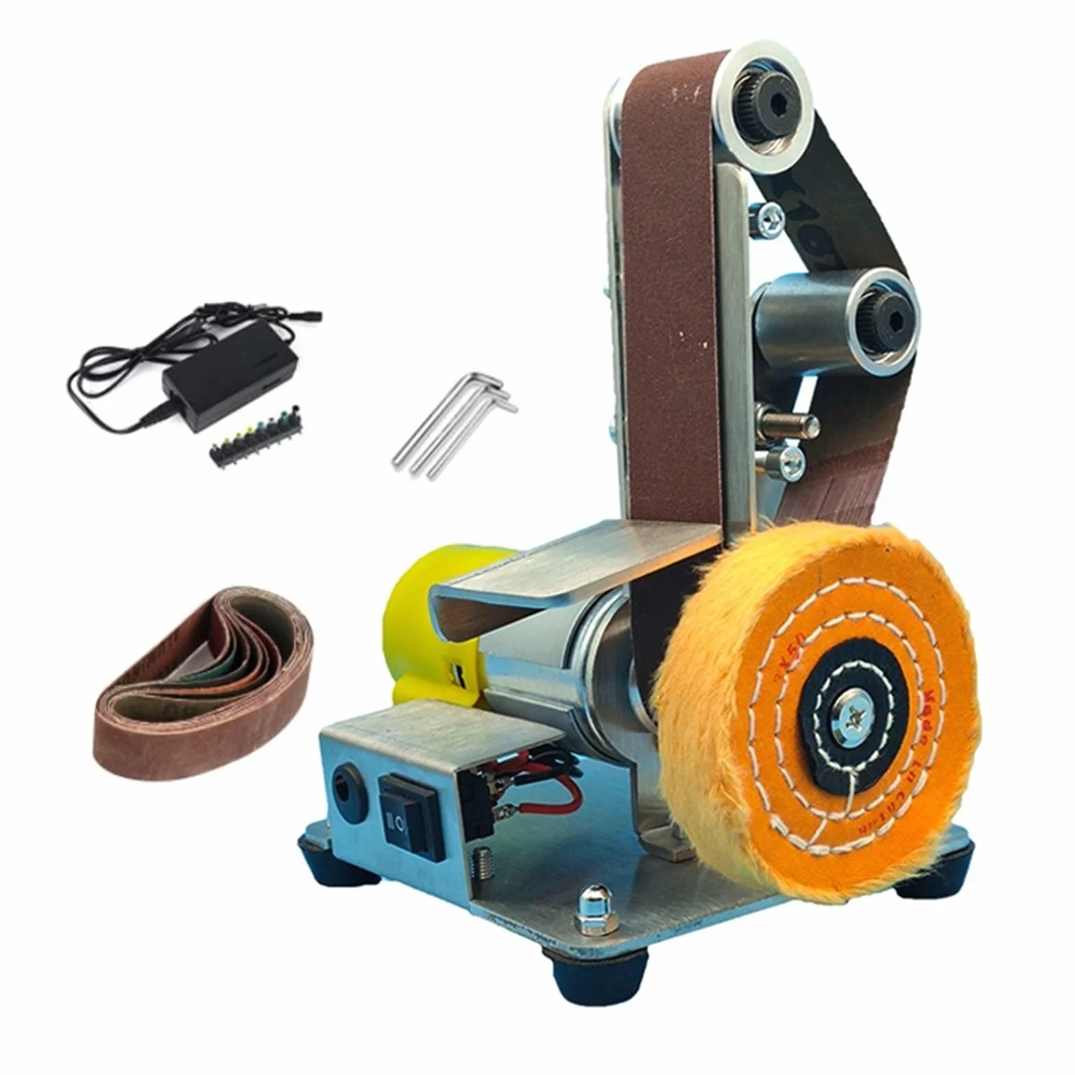 Szlifierka polerska Wielofunkcyjny pulpit pionowa miniaturowa Mini elektryczna maszyna taśmowa DIY szlifierka szlifierka kątowa Potężna moc(Set3)