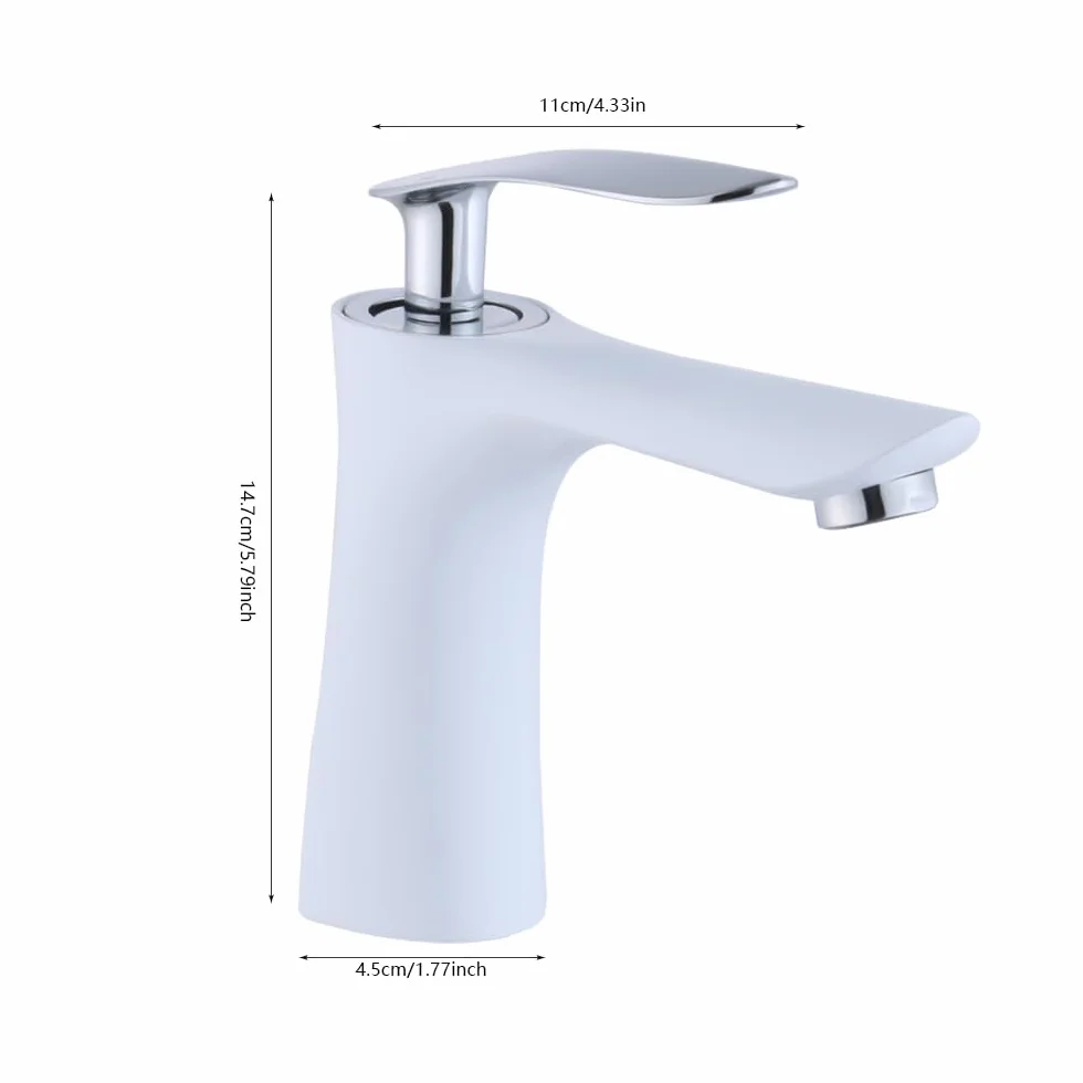 Bateria umywalkowa chromowana – oszczędzająca wodę jednouchwytowa mieszacz, wysokość 14 cm, w zestawie 2 węże przyłączeniowe i akcesoria – łatwy montaż do umywalki
