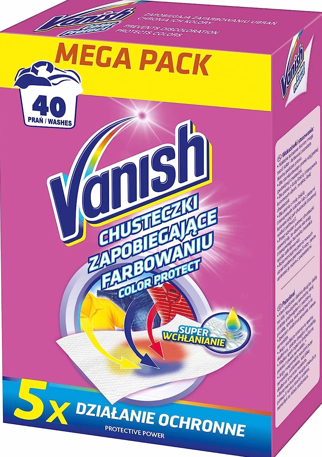 Vanish Gold Color Protect Chusteczki Zapobiegające Farbowaniu (40 prań)