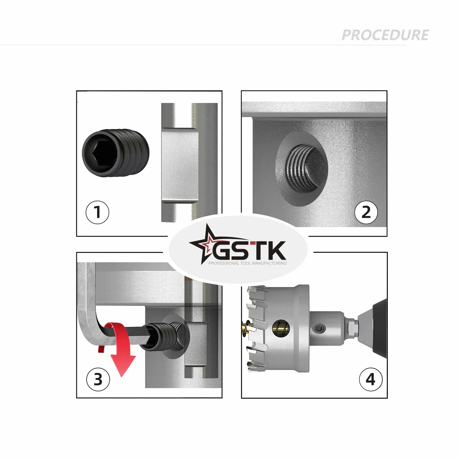 GSTK Ulepszony zestaw otwornic z węglików spiekanych, 26 szt., wiertło do metalu ze stali, frez TCT, 24 piły z 2 dodatkowymi wiertłami centralnymi, idealne do metalu, żelaza, stali nierdzewnej (1/5.1