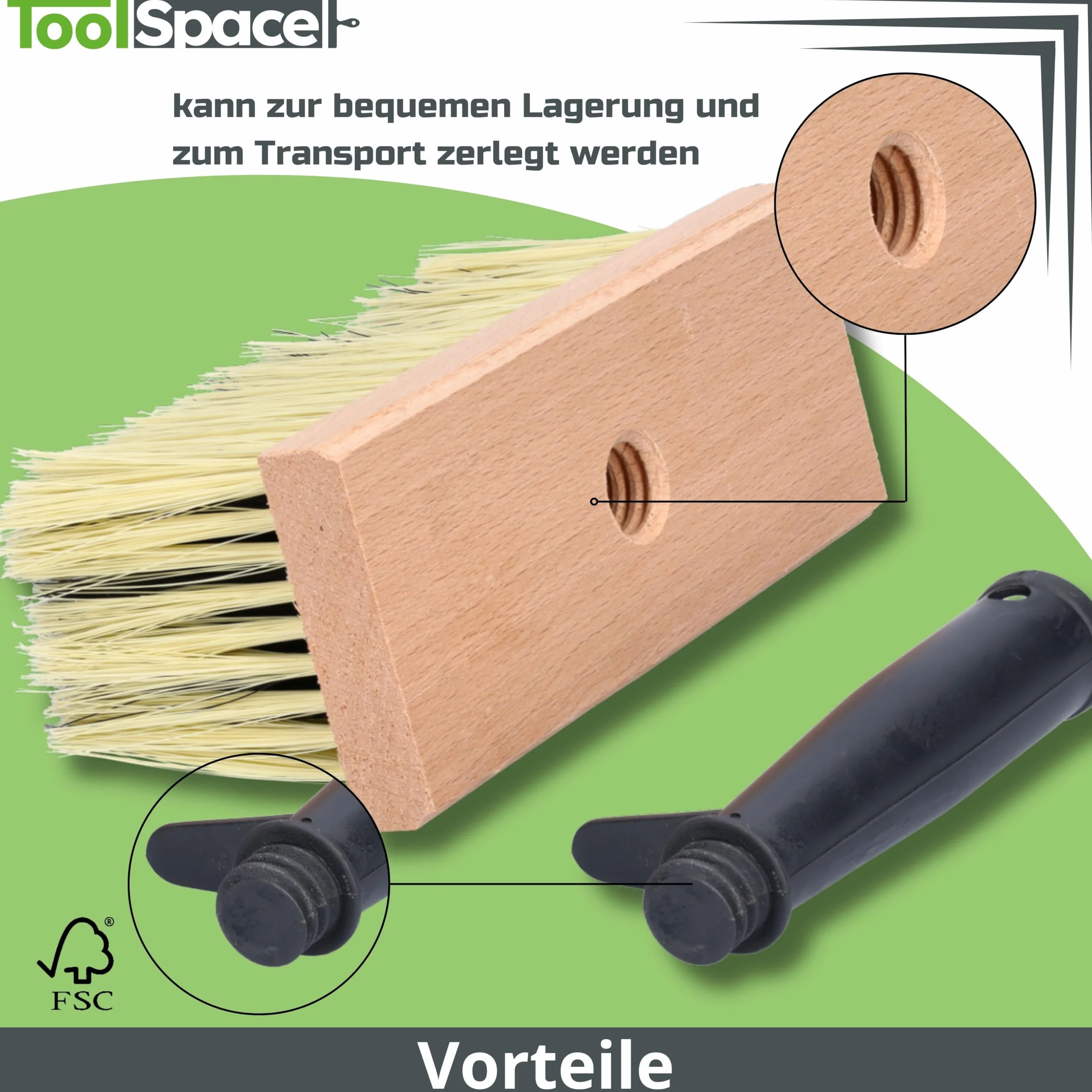 ToolSpace Pędzel Chlapak 170 mm - Nakrapiacz murarski - Do zacierania tynków, mas, lepików, do gruntowania - Polipropylenowe włosie, Erognomiczna, drewniana rączka - Solidna konstrukcja, Mocne włosie